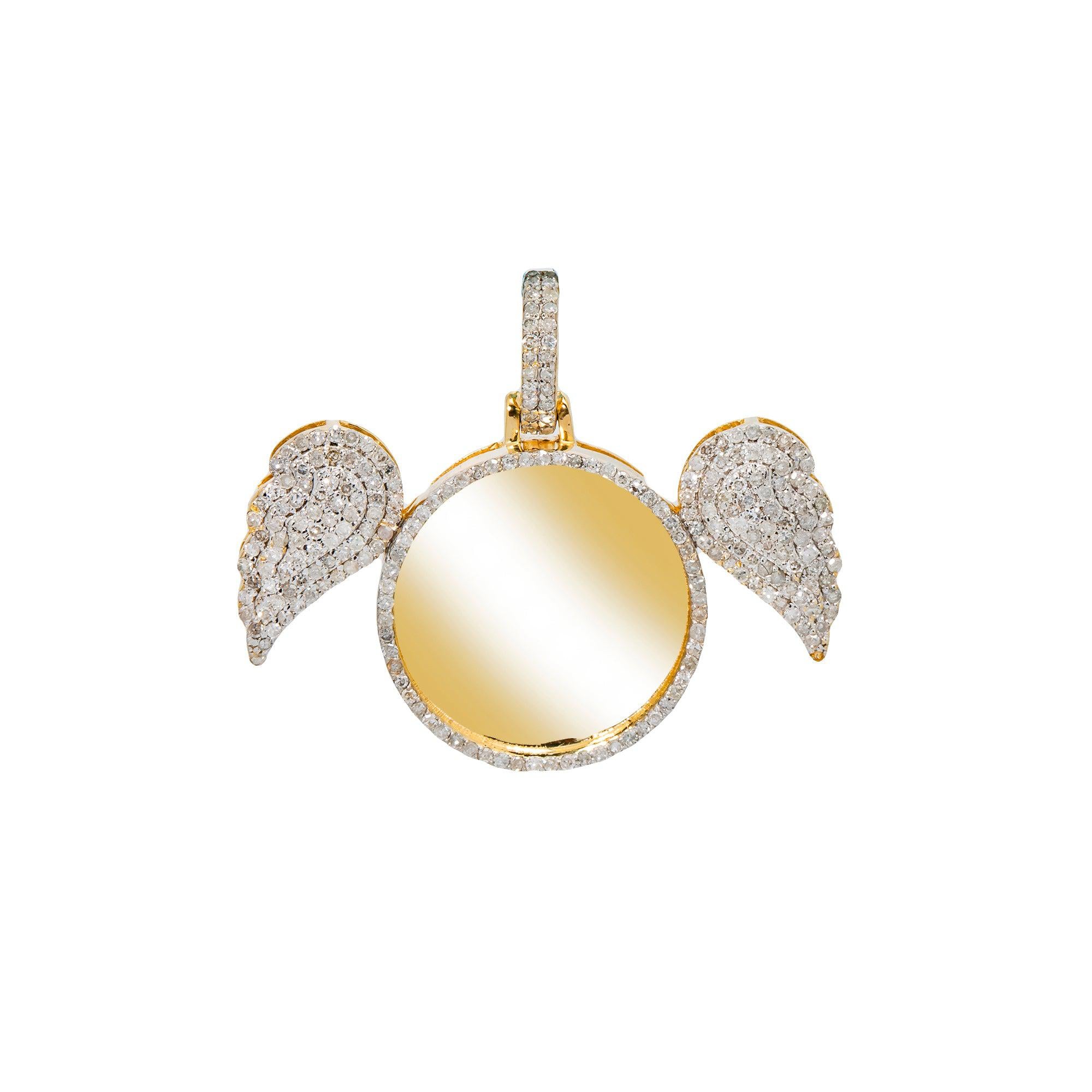 10K YELLOW GOLD DIAMOND ANGEL UNISEX PICTURE PENDANT 0.82 CT