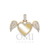 10K YELLOW GOLD DIAMOND HEART ANGEL PICTURE PENDANT 1.19 CT