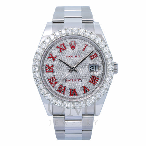 Rolex Datejust 126300 41MM Red Diamond Dial With Stainless Steel Oyster Bracelet