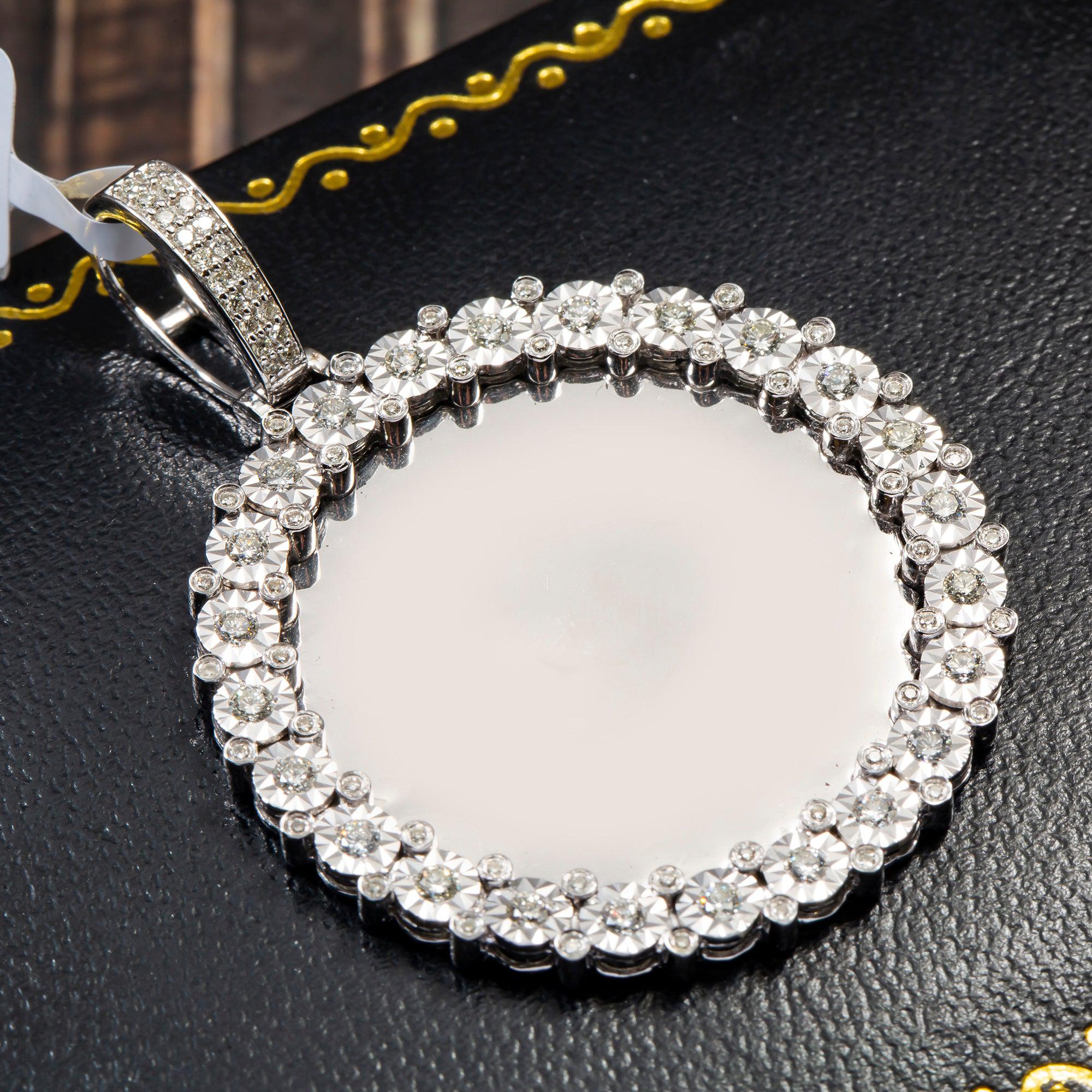 14K WHITE GOLD DIAMOND PICTURE PENDANT 1.12 CT