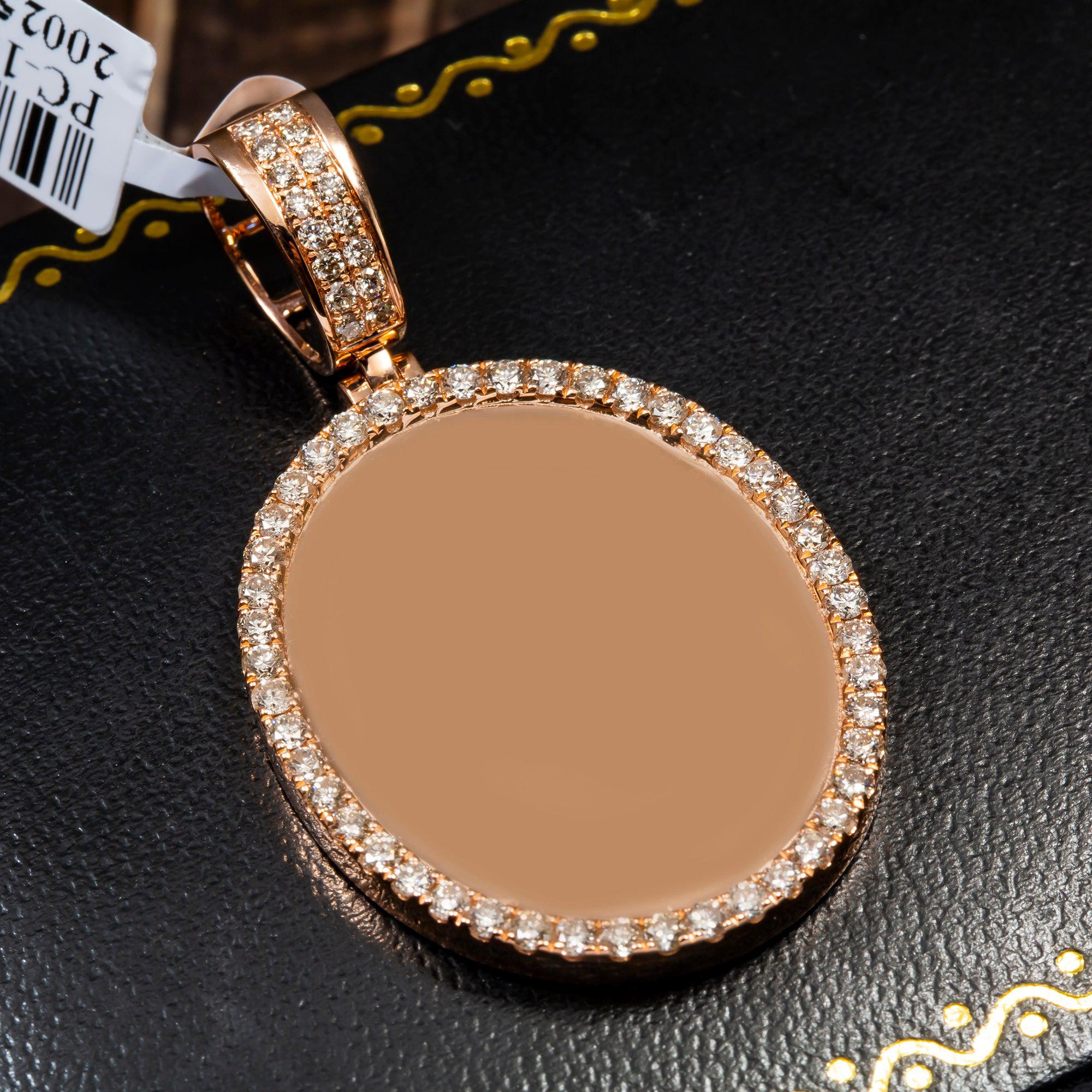 14K ROSE GOLD ROUND DIAMOND CIRCLE PICTURE PENDANT 2.11 CT