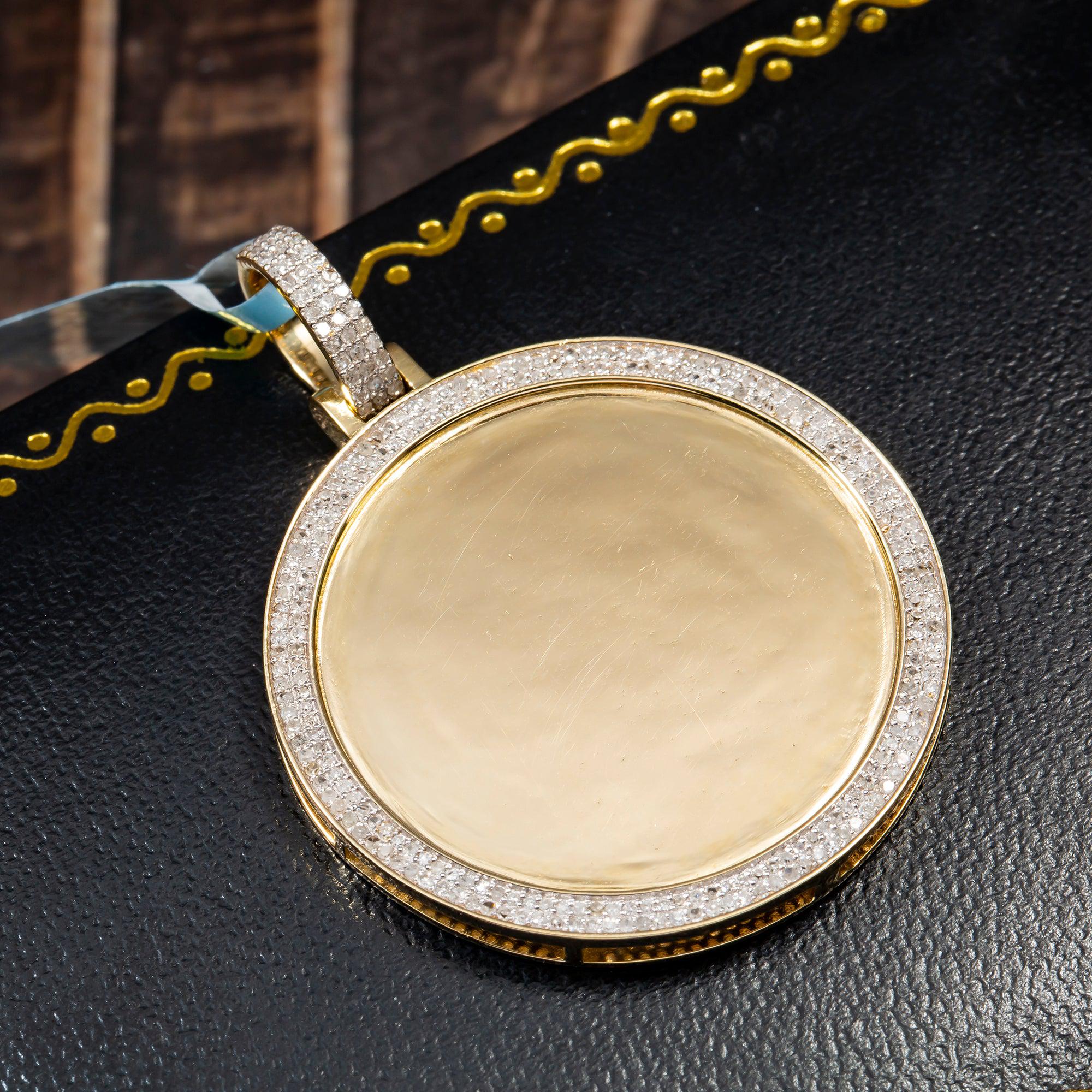 10K YELLOW GOLD DIAMOND CIRCLE PICTURE PENDANT 1.01 CT