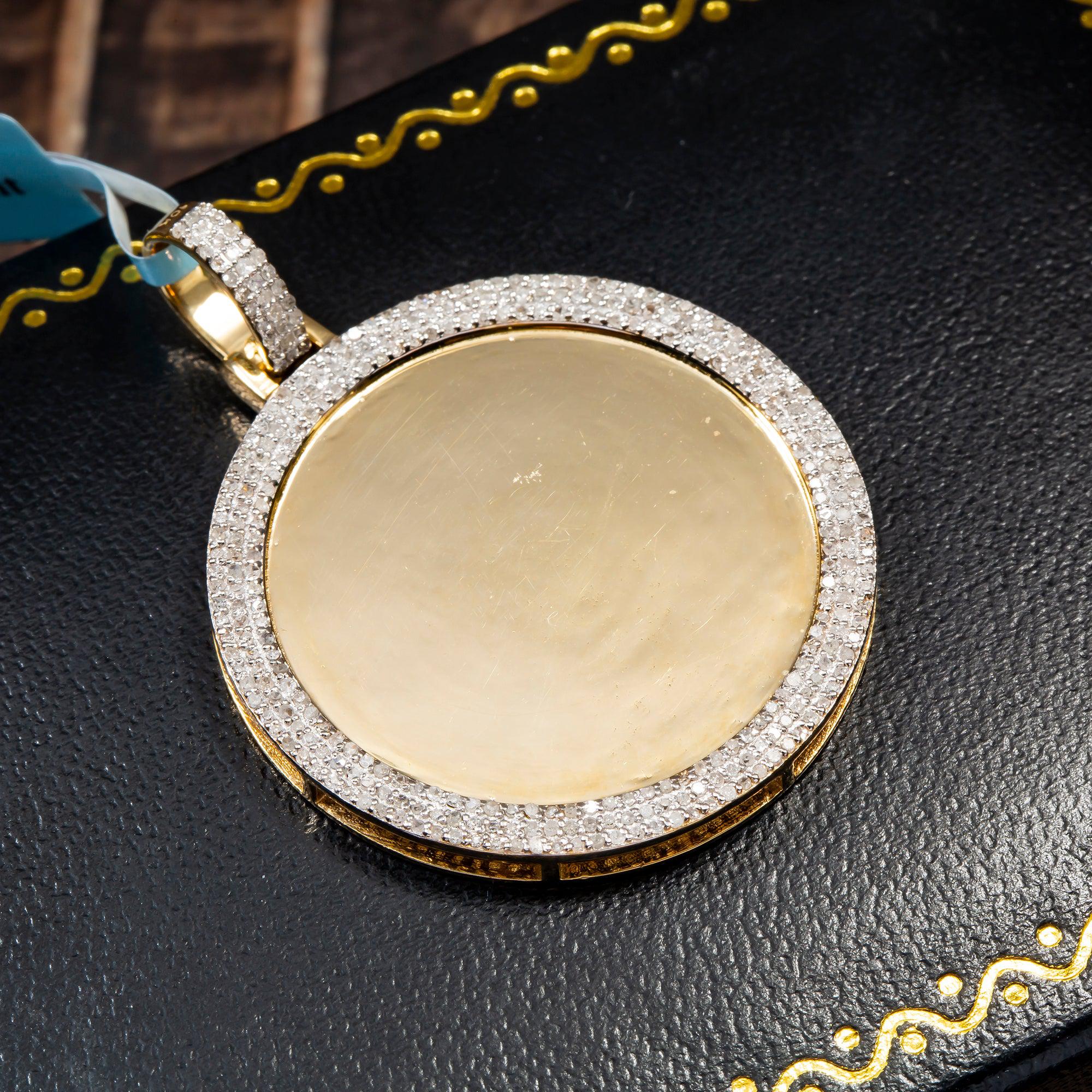 10K YELLOW GOLD UNISEX PICTURE  PENDANT WITH 1.14 CT DIAMONDS