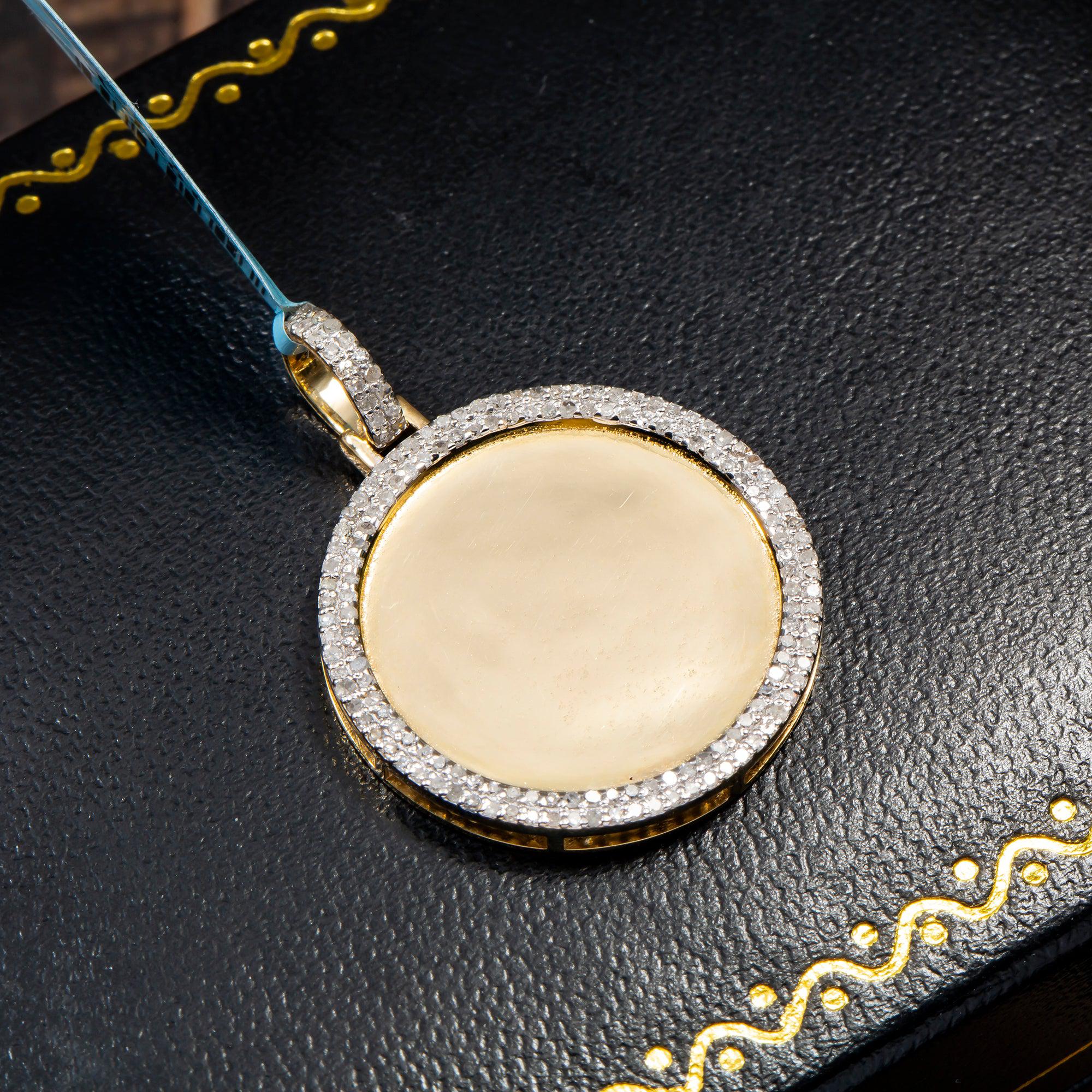 10K YELLOW GOLD DIAMOND CIRCLE PICTURE PENDANT 0.75 CT