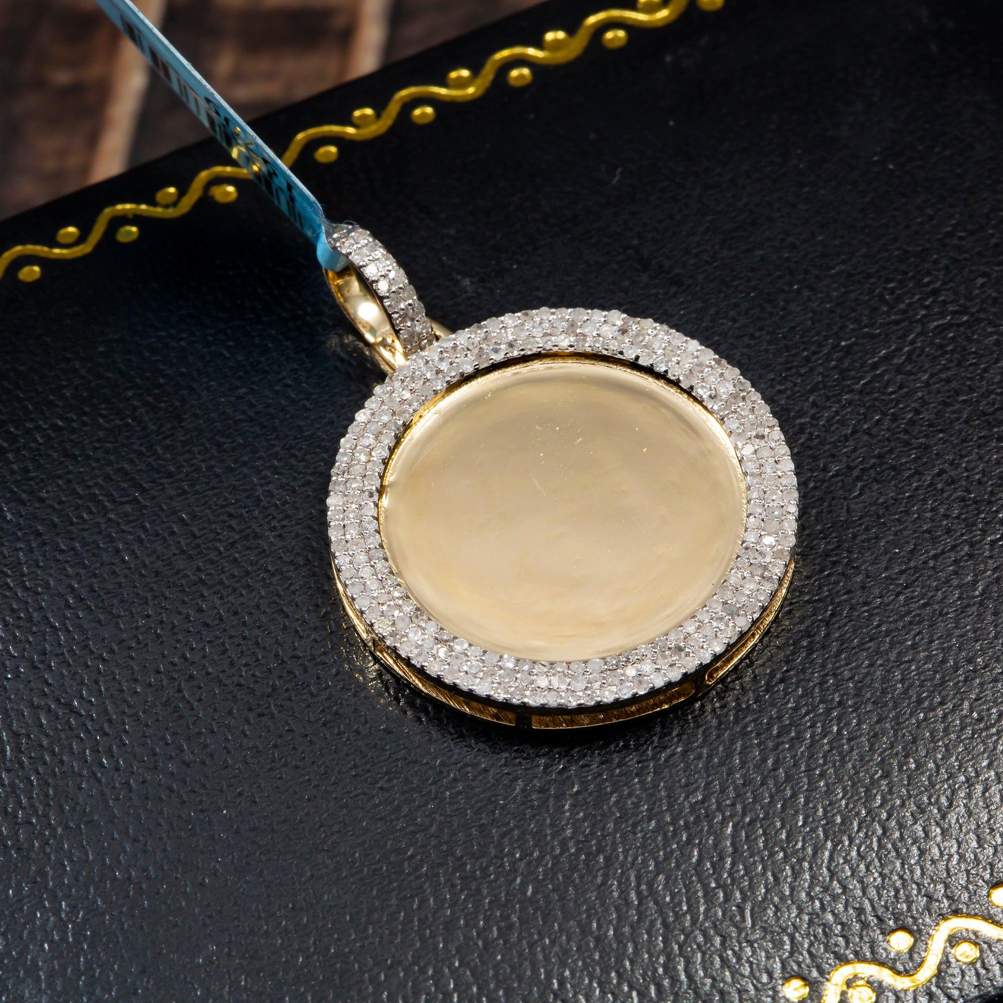 10K YELLOW GOLD 3 ROW DIAMOND PICTURE PENDANT 0.87 CT