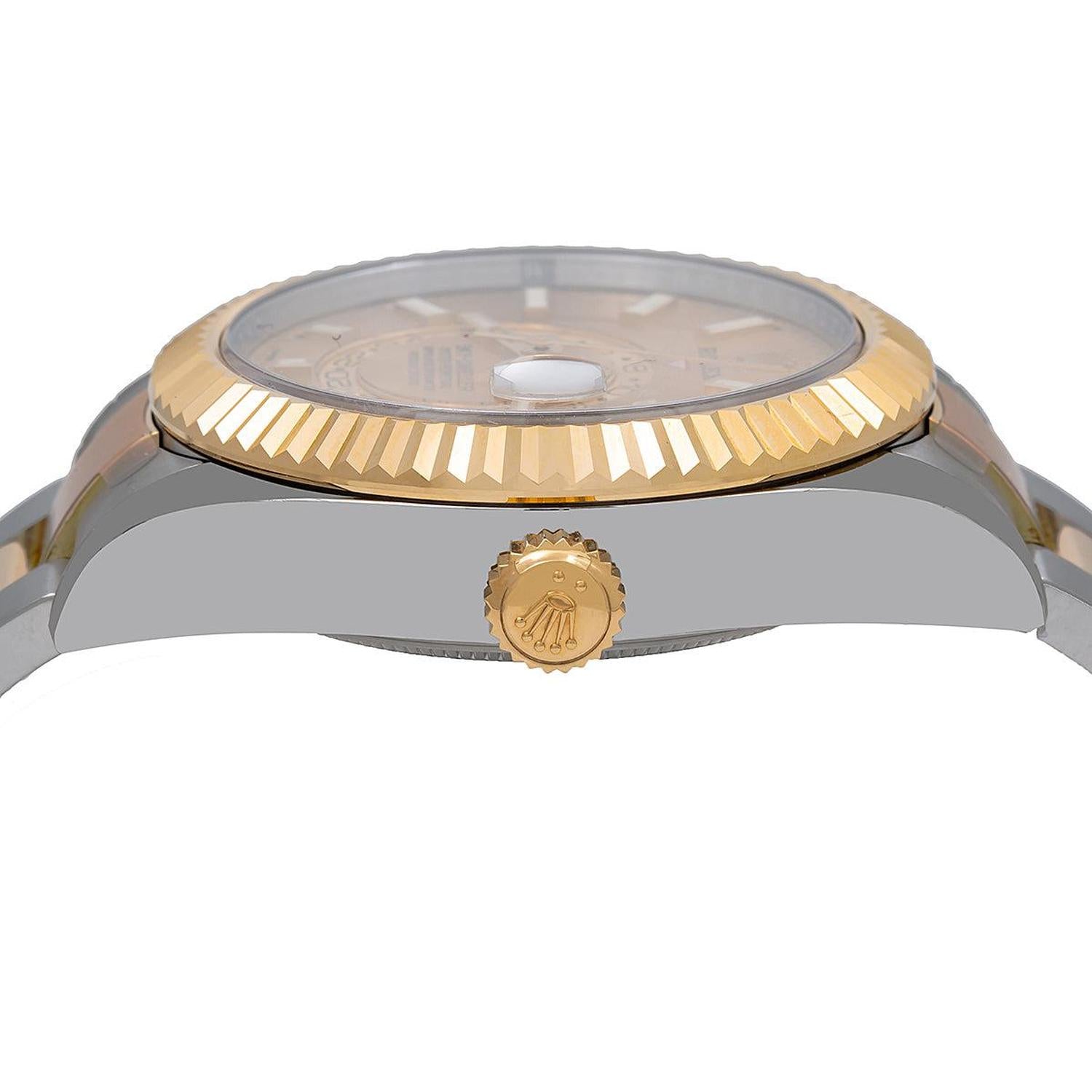 Rolex Sky-Dweller 42MM 326933 Champagne Dial Fluted Bezel Two Tone Yellow Gold Oyster Bracelet