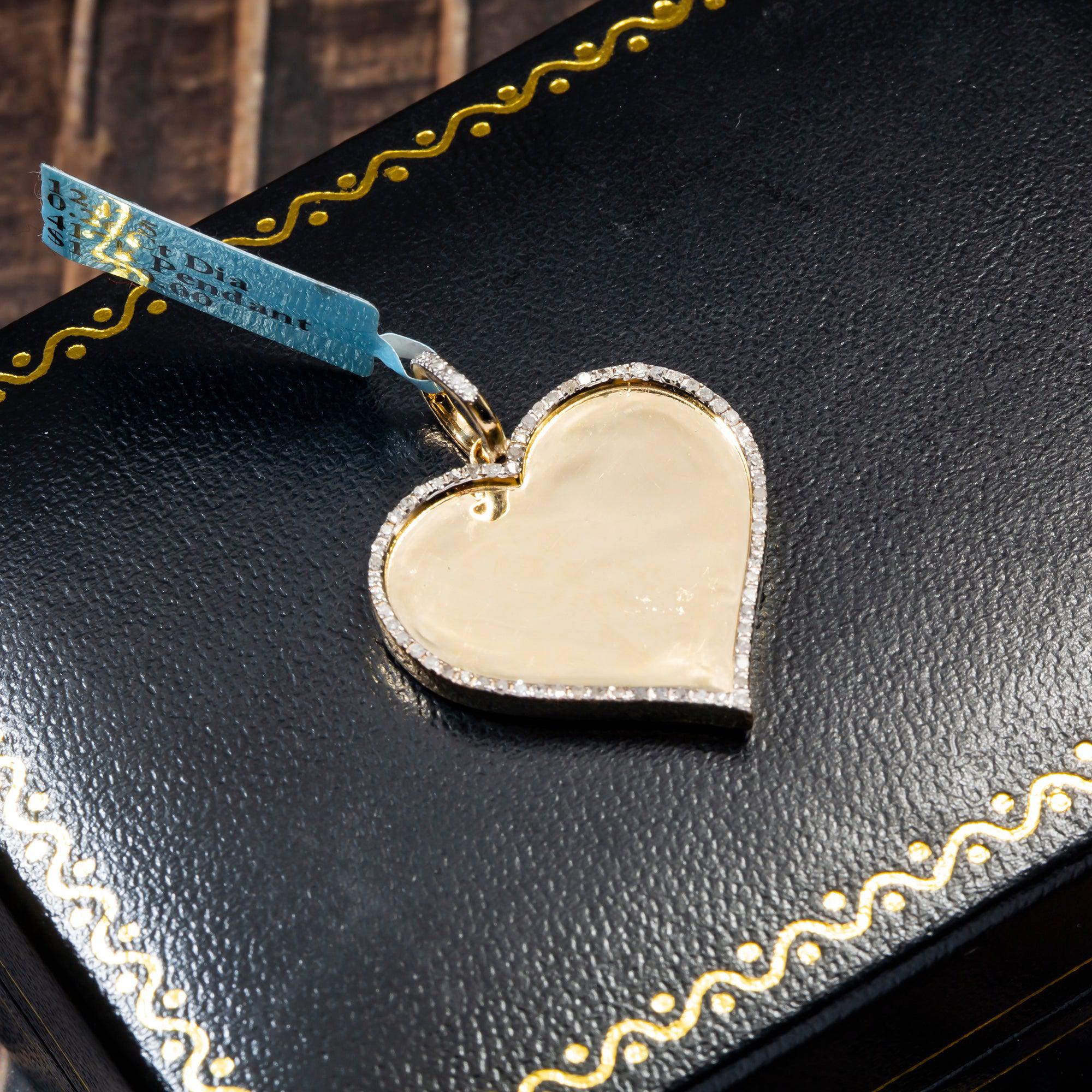 10K YELLOW GOLD DIAMOND HEART PICTURE PENDANT 0.26 CT