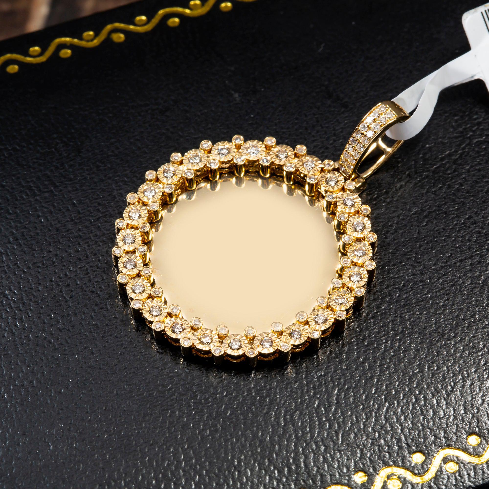 14K YELLOW GOLD ROUND DIAMOND PICTURE PENDANT 0.63 CT