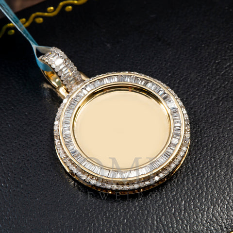 10K YELLOW GOLD ROUND AND BAGUETTE DIAMOND PICTURE PENDANT 1.27 CT