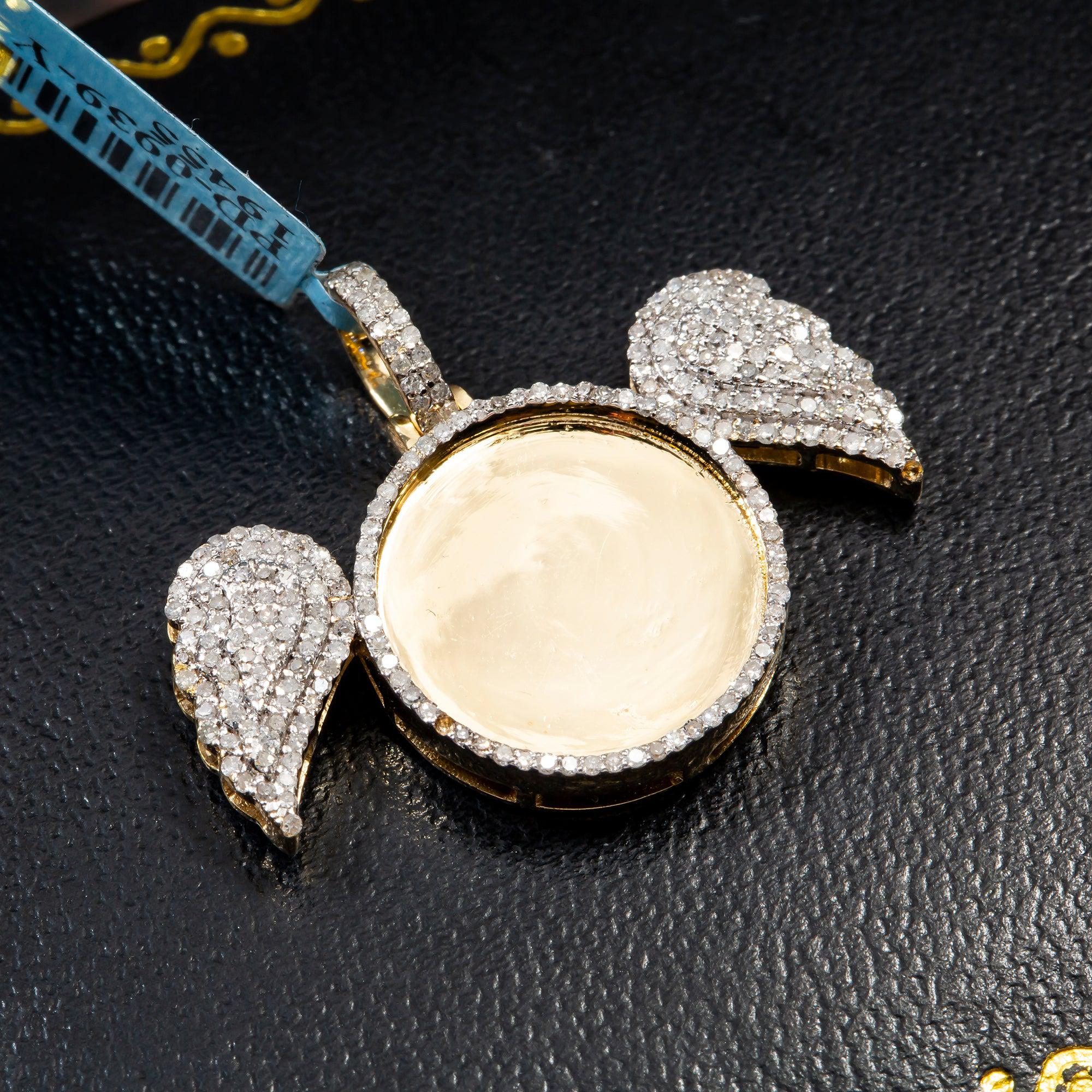10K YELLOW GOLD DIAMOND ANGEL UNISEX PICTURE PENDANT 0.82 CT