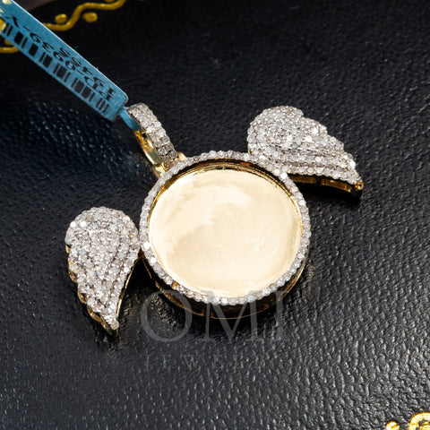 10K YELLOW GOLD DIAMOND ANGEL UNISEX PICTURE PENDANT 0.82 CT