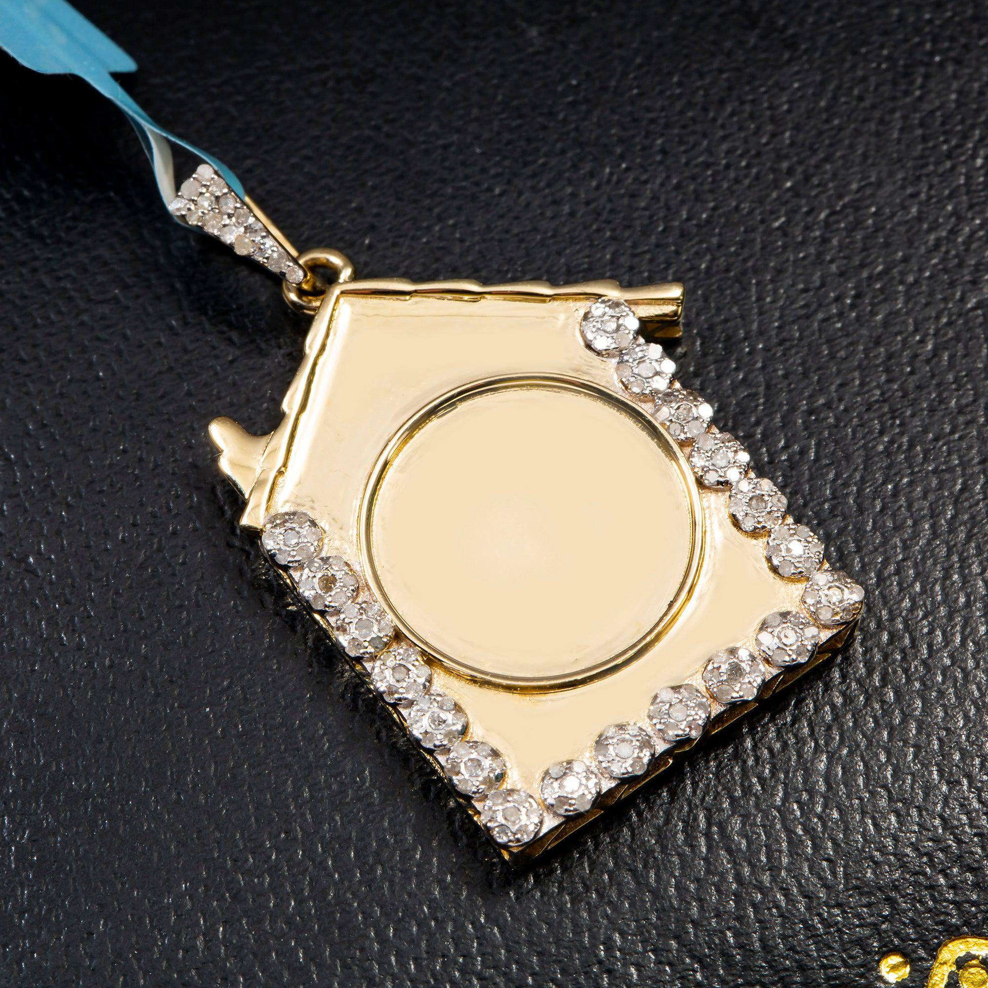 10K YELLOW GOLD DIAMOND HOUSE PICTURE PENDANT 0.44 CT
