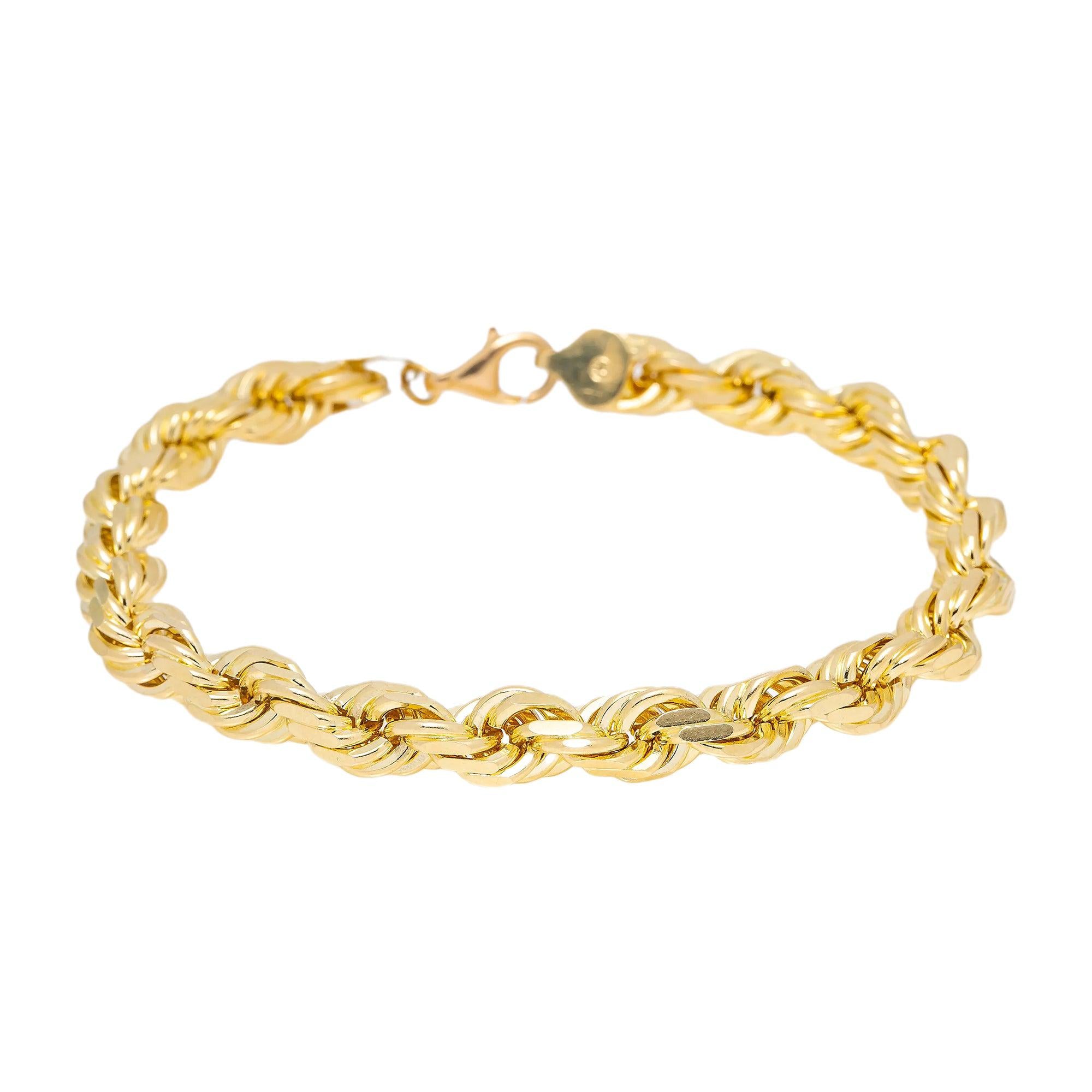 8MM 10K YELLOW GOLD ROPE BRACELET