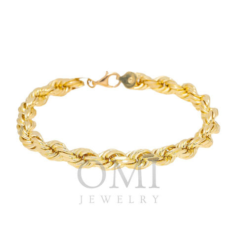 Amazon.com: KoolJewelry Solid 10k Yellow Gold Rope Chain Bracelet (7.5  inch): Clothing, Shoes & Jewelry