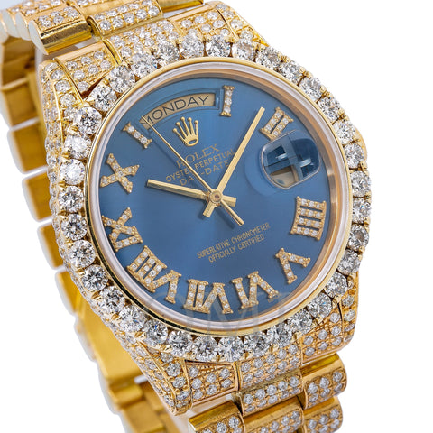 Rolex Day-Date 18048 36MM Blue Diamond Dial With 9.25 CT Diamonds