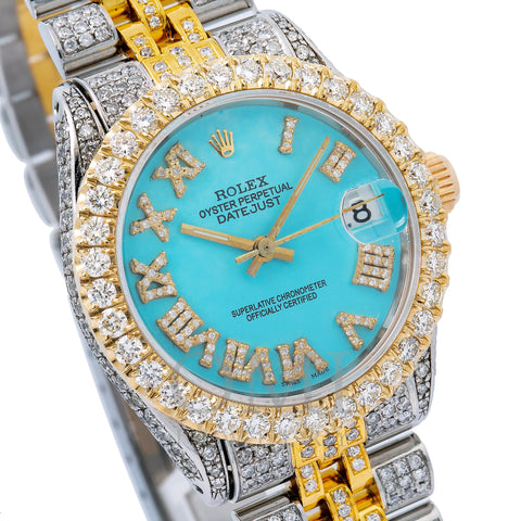 Rolex Lady-Datejust 6827 31MM Blue Diamond Dial With 7.25 CT Diamonds