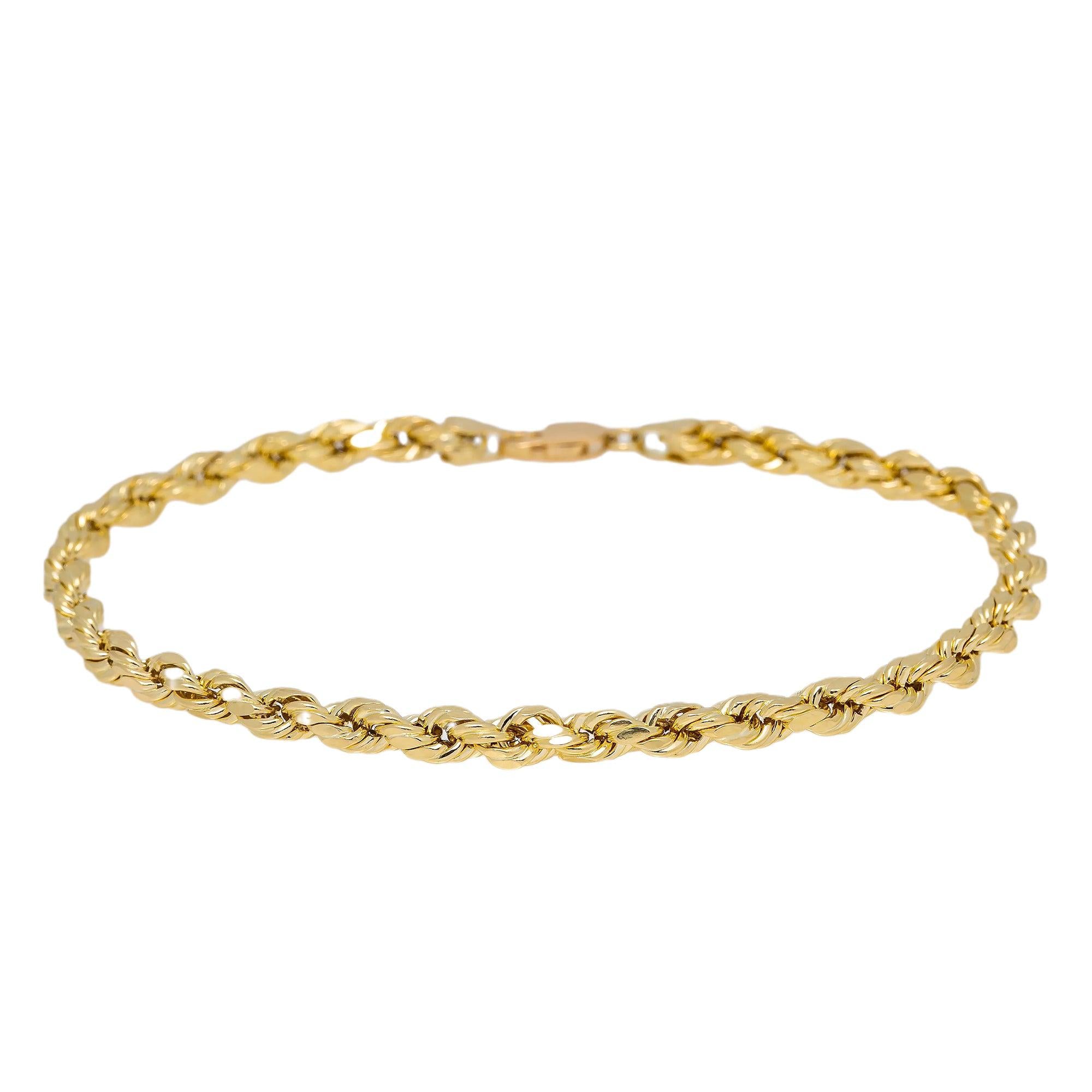 HOLLOW 10K YELLOW GOLD ROPE BRACELET