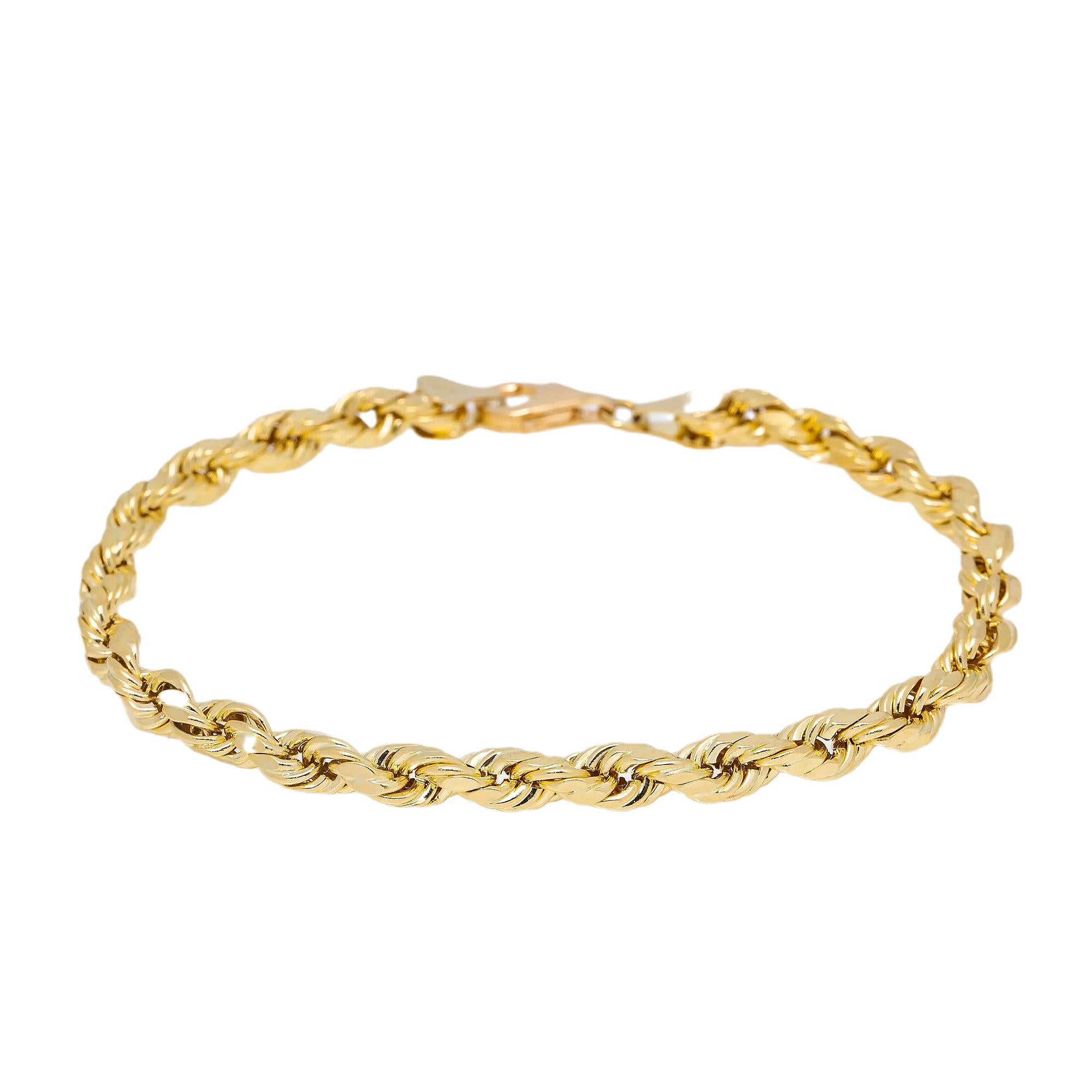 HOLLOW 10K YELLOW GOLD ROPE BRACELET