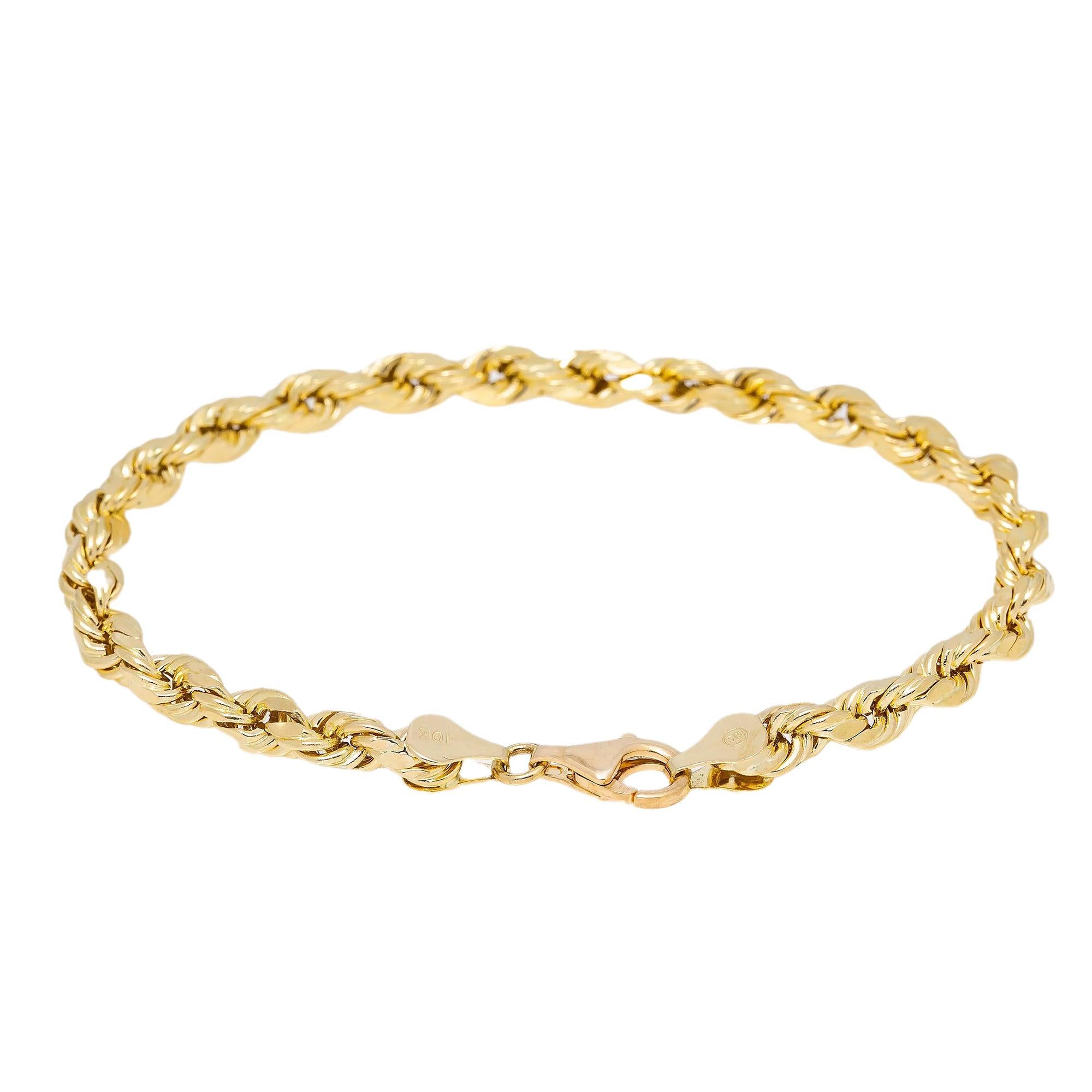 HOLLOW 10K YELLOW GOLD ROPE BRACELET