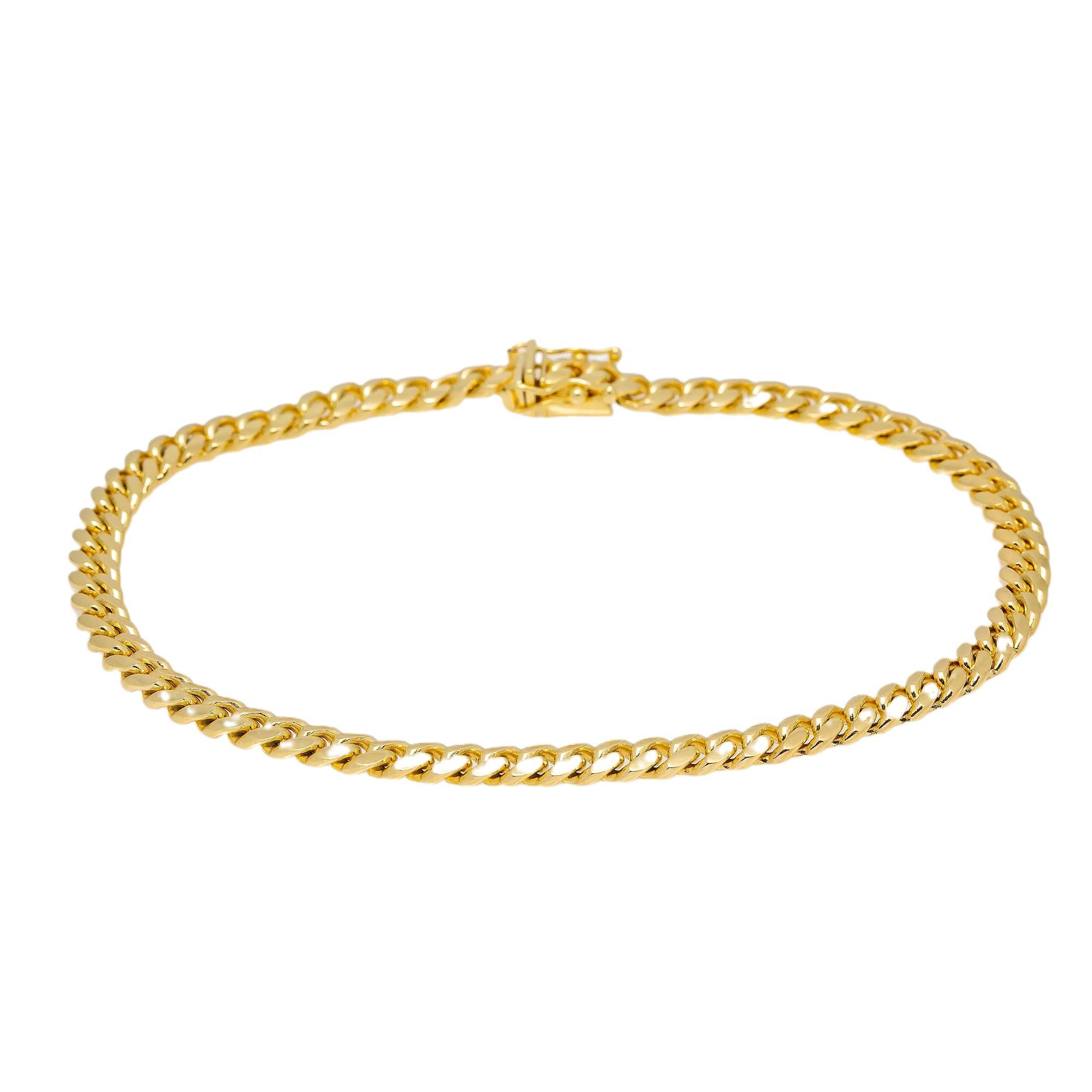 HOLLOW 10K YELLOW GOLD CUBAN BRACELET