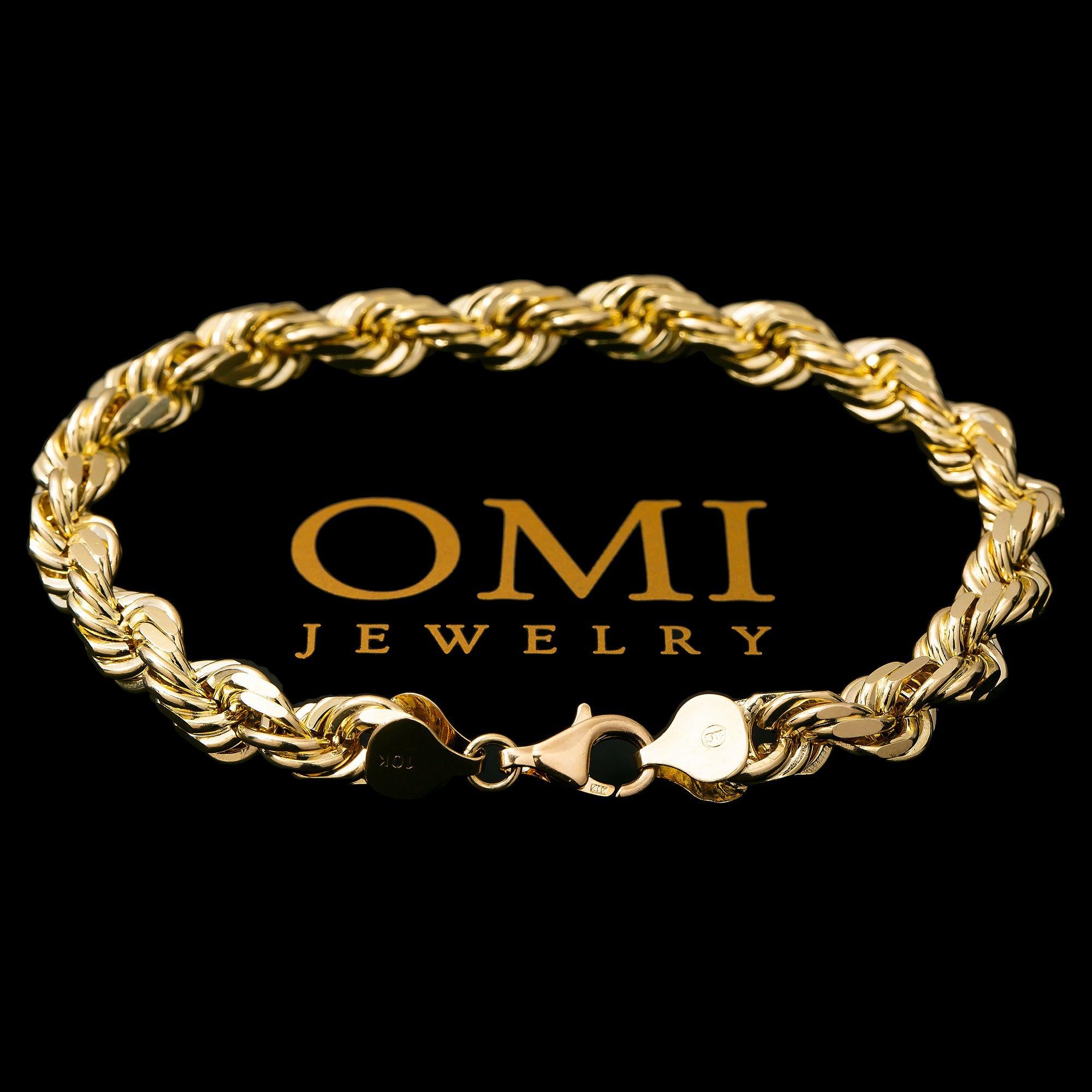 8MM 10K YELLOW GOLD ROPE BRACELET