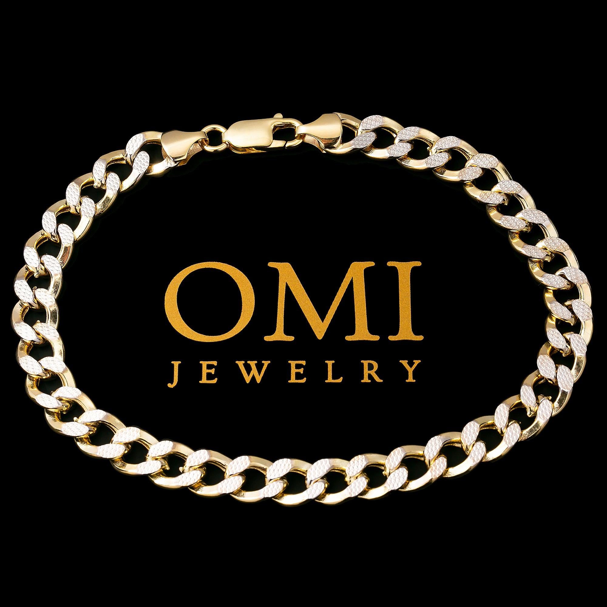 10K YELLOW GOLD HOLLOW DIAMOND CUT CUBAN BRACELET OMI Jewelry