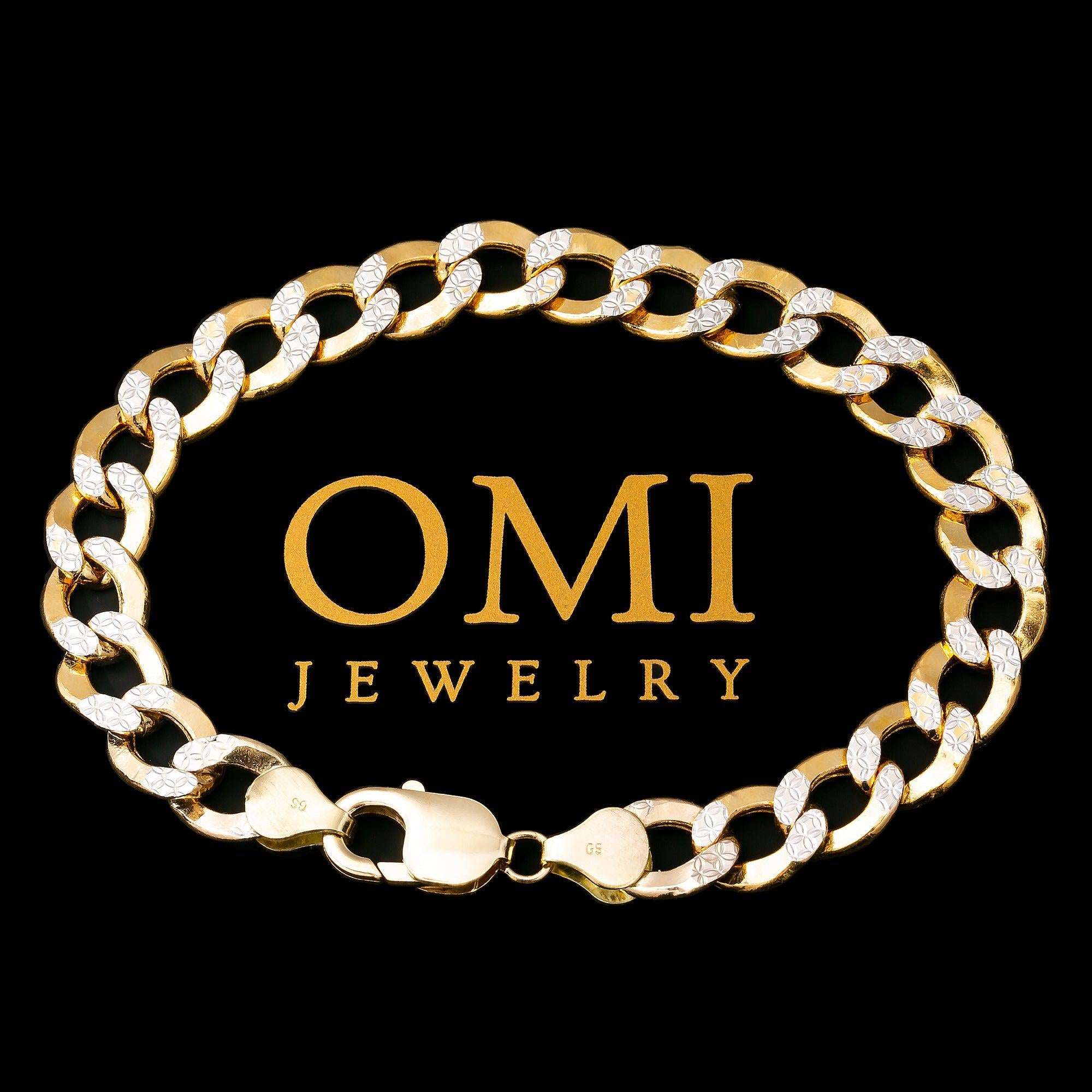 10K YELLOW GOLD HOLLOW DIAMOND CUT CUBAN BRACELET