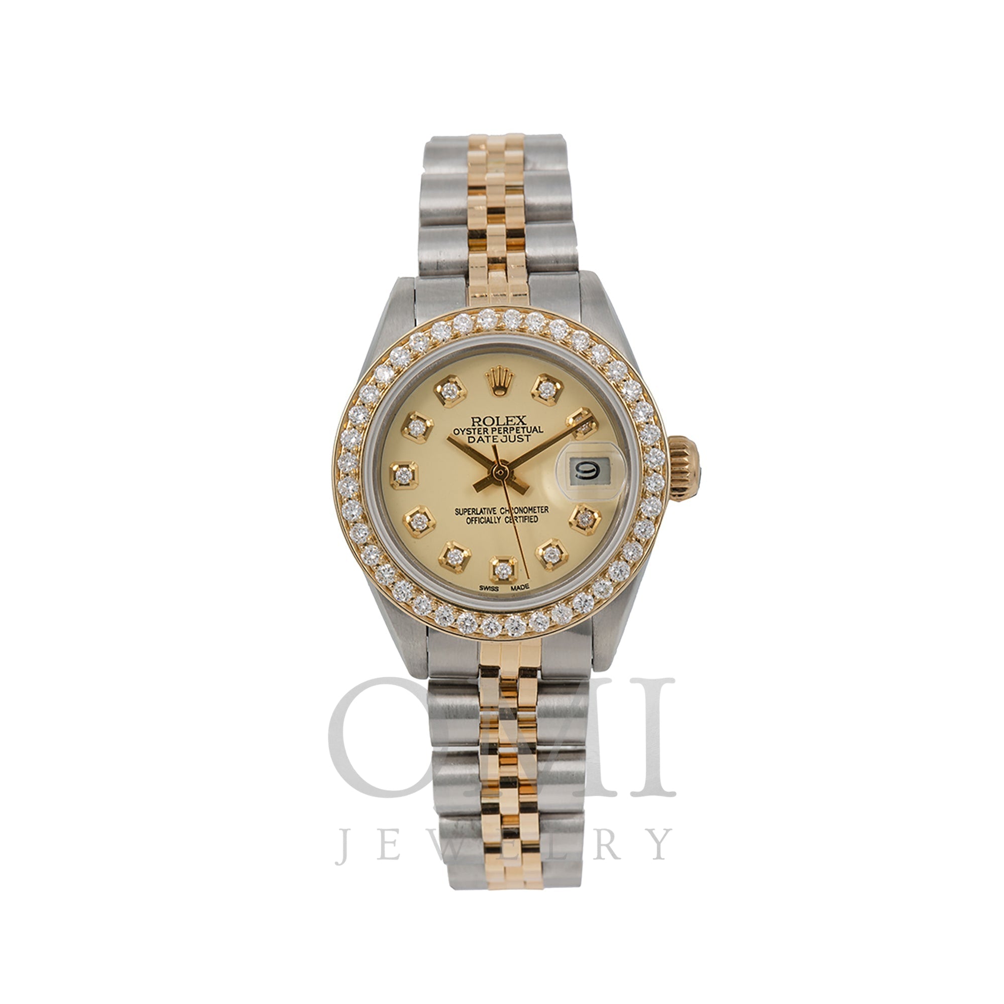 Rolex Oyster Perpetual Ladies Diamond Watch, 6916 26mm, Champ - OMI Jewelry