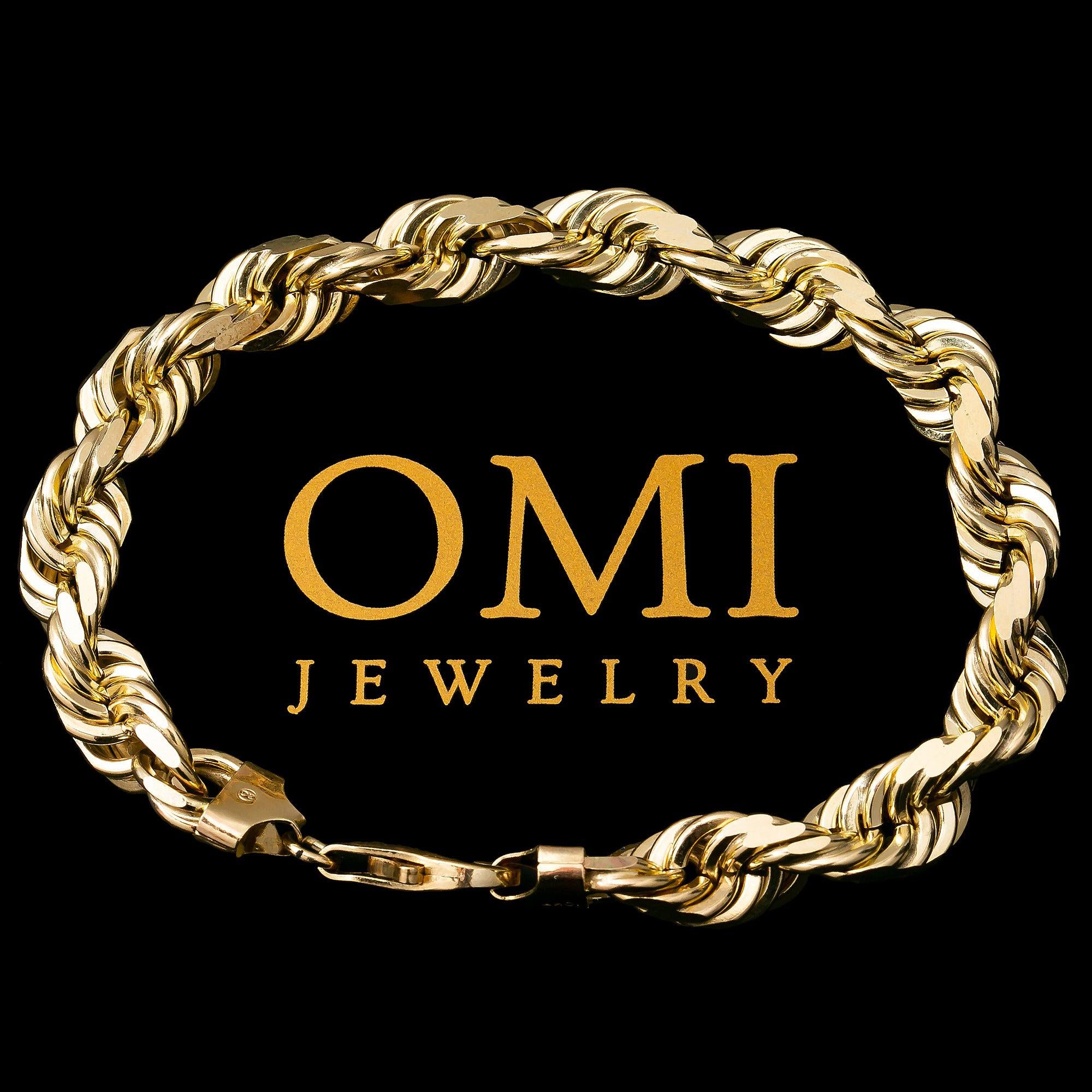 8MM 10K YELLOW GOLD ROPE BRACELET