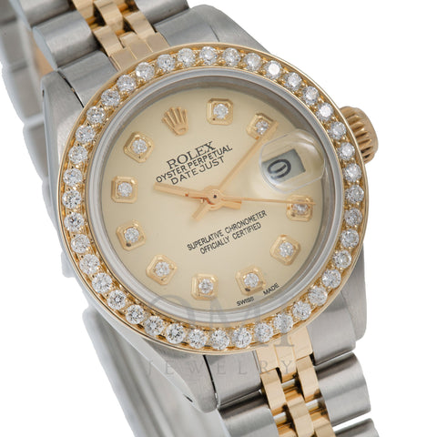 Rolex Oyster Perpetual Ladies Diamond Watch, DateJust 6916 26mm, Champagne Diamond Dial With 1.8 CT Diamonds