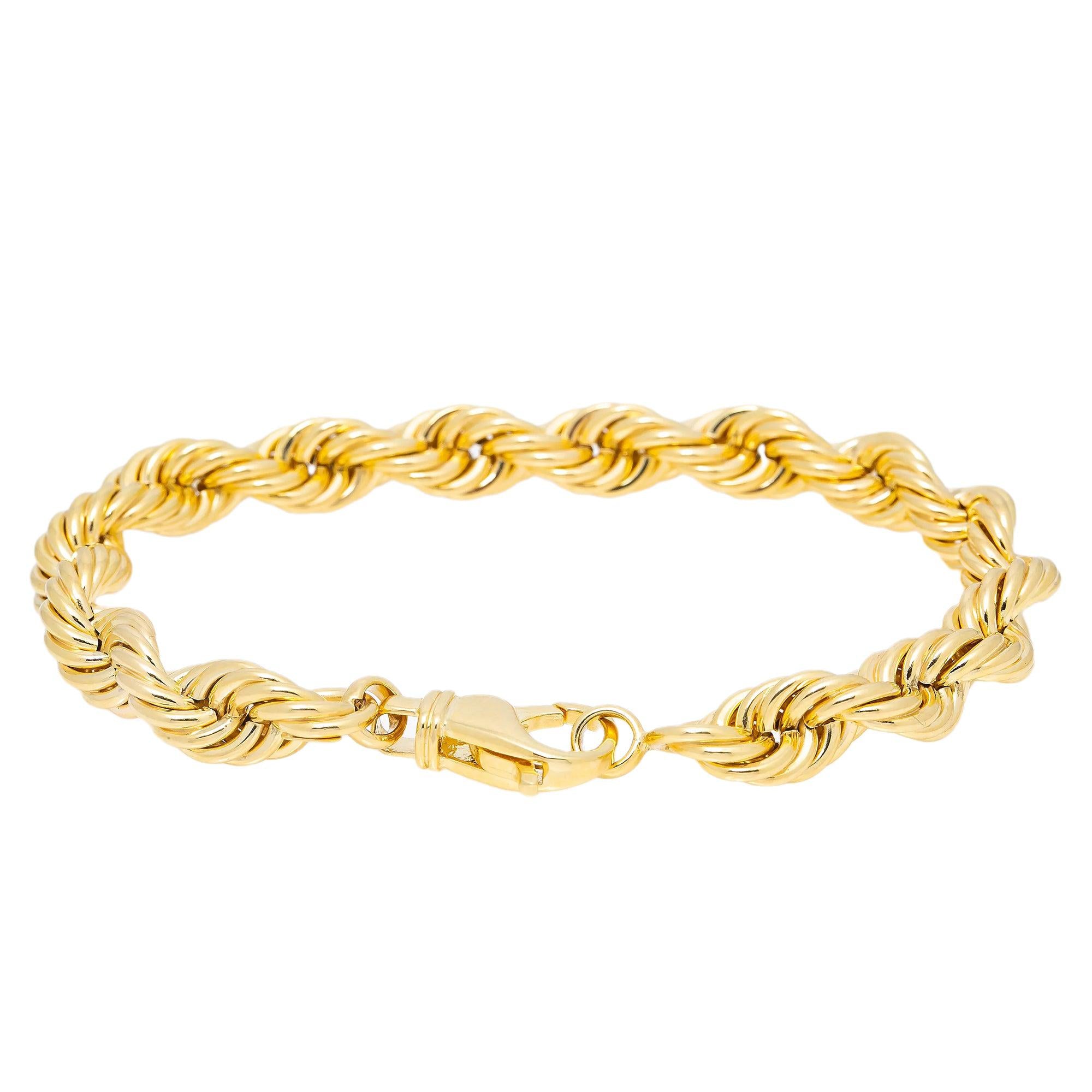 HOLLOW 10K YELLOW GOLD ROPE CUBAN BRACELET