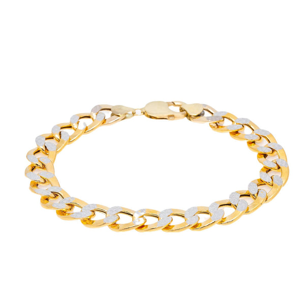 10K YELLOW GOLD HOLLOW DIAMOND CUT CUBAN BRACELET