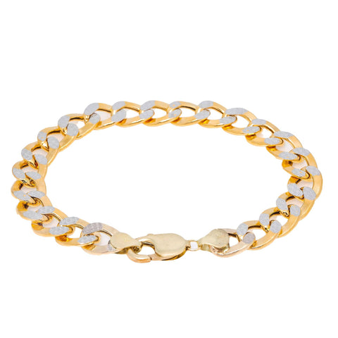 10K YELLOW GOLD HOLLOW DIAMOND CUT CUBAN BRACELET