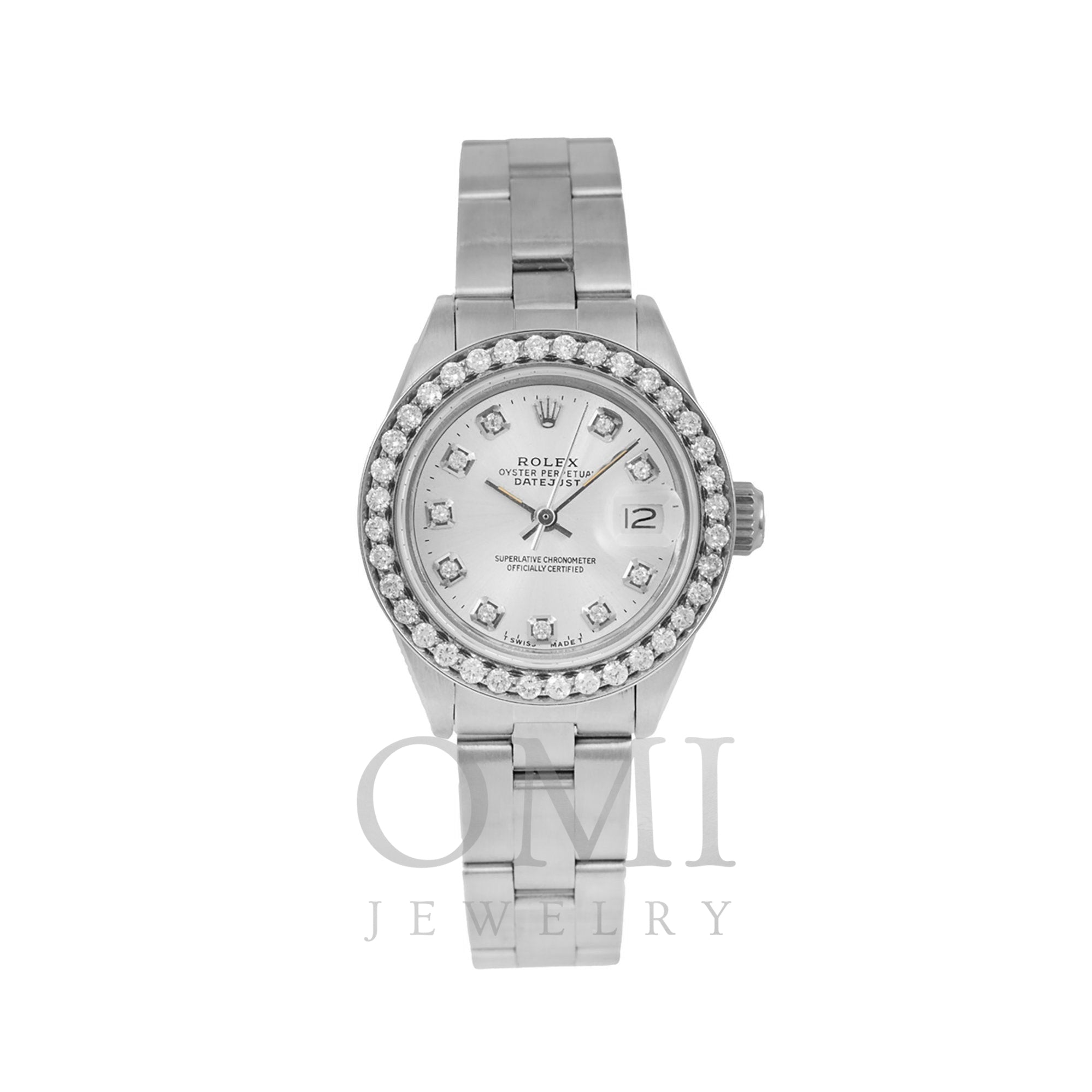 Rolex Datejust Ladies Diamond Watch, 6916 26mm, Silver Diamond Dial