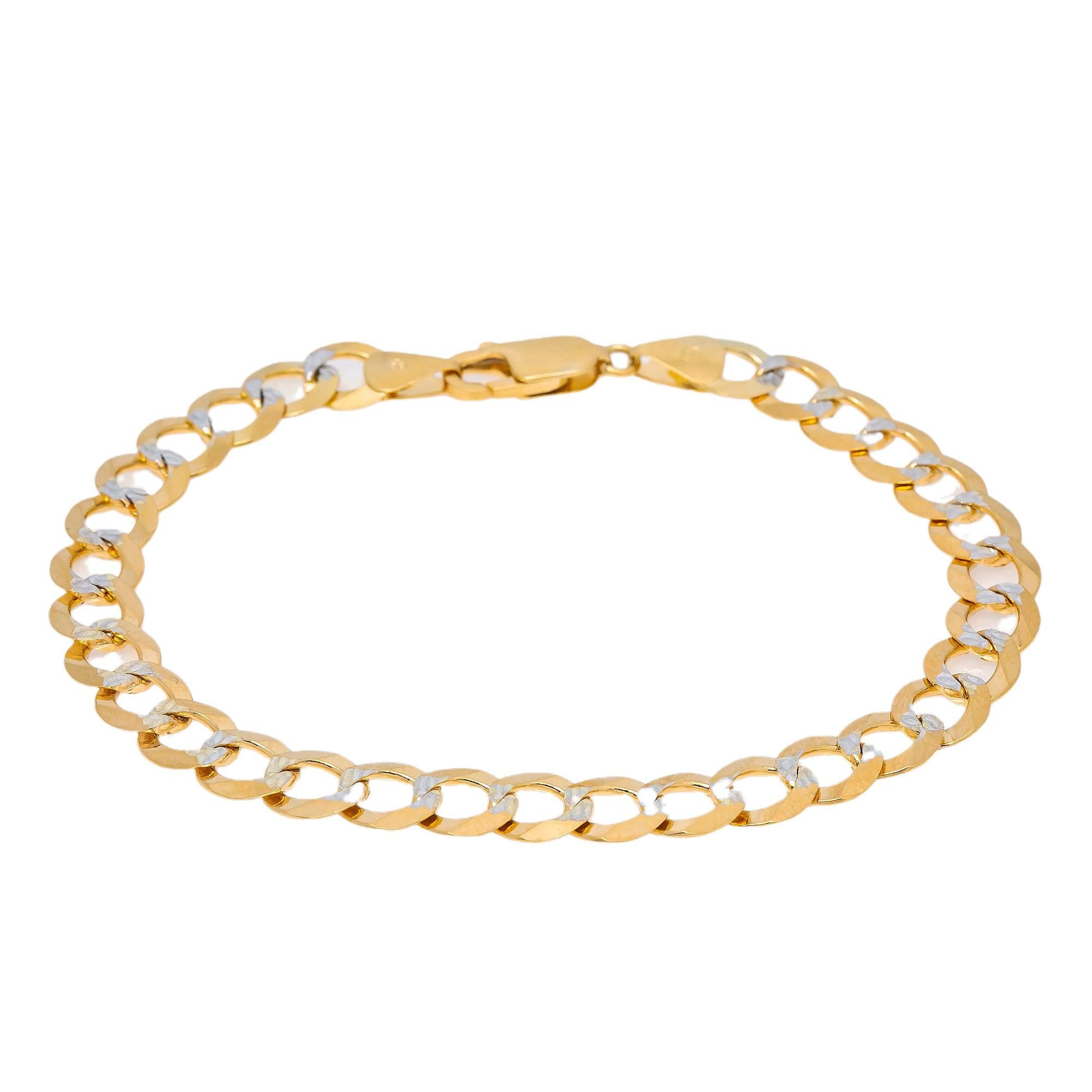 10K YELLOW GOLD DIAMOND CUT OPEN CUBAN BRACELET