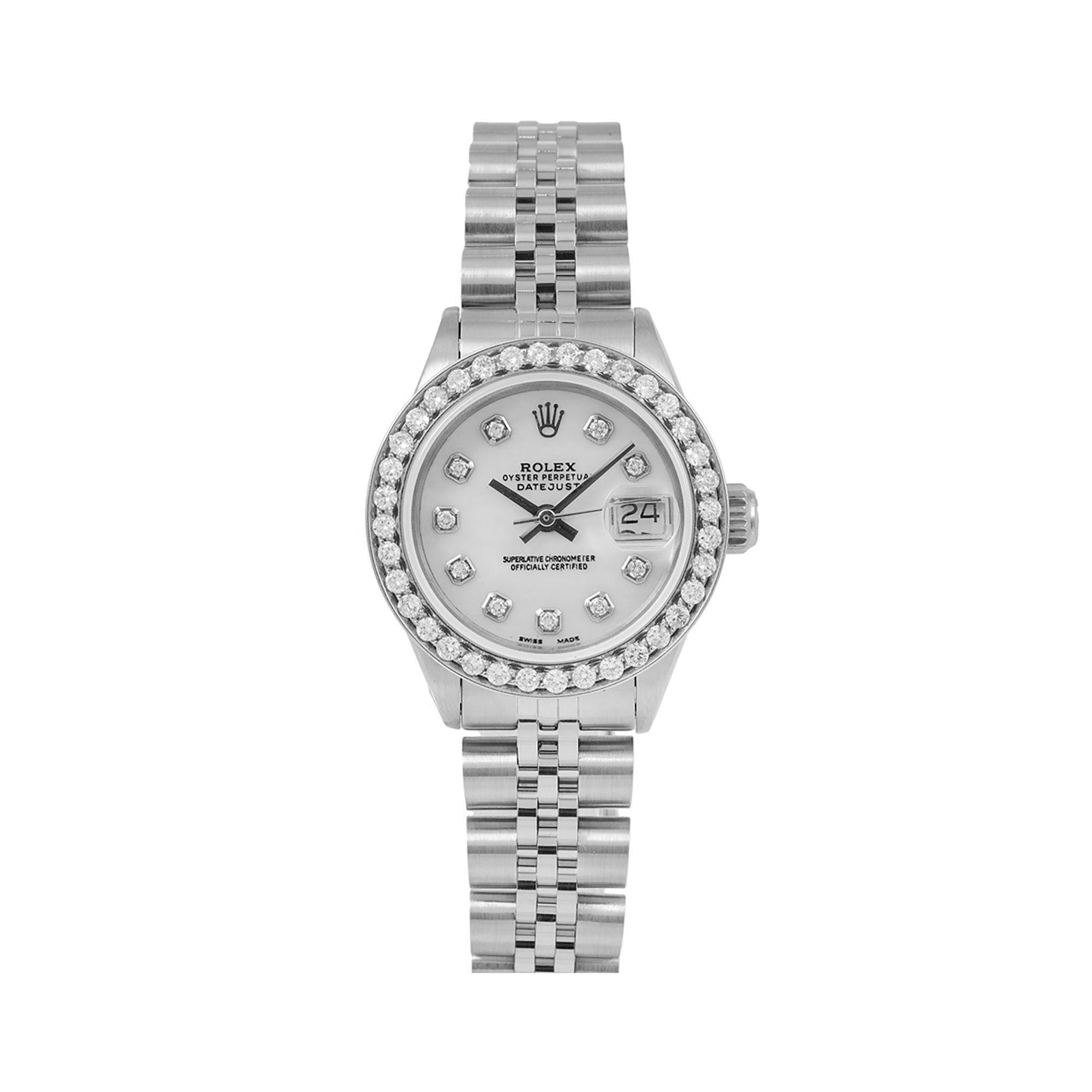 Rolex Datejust 26MM 6924 Silver Diamond Dial Diamond Bezel Stainless Steel Jubilee Bracelet 0.9ct