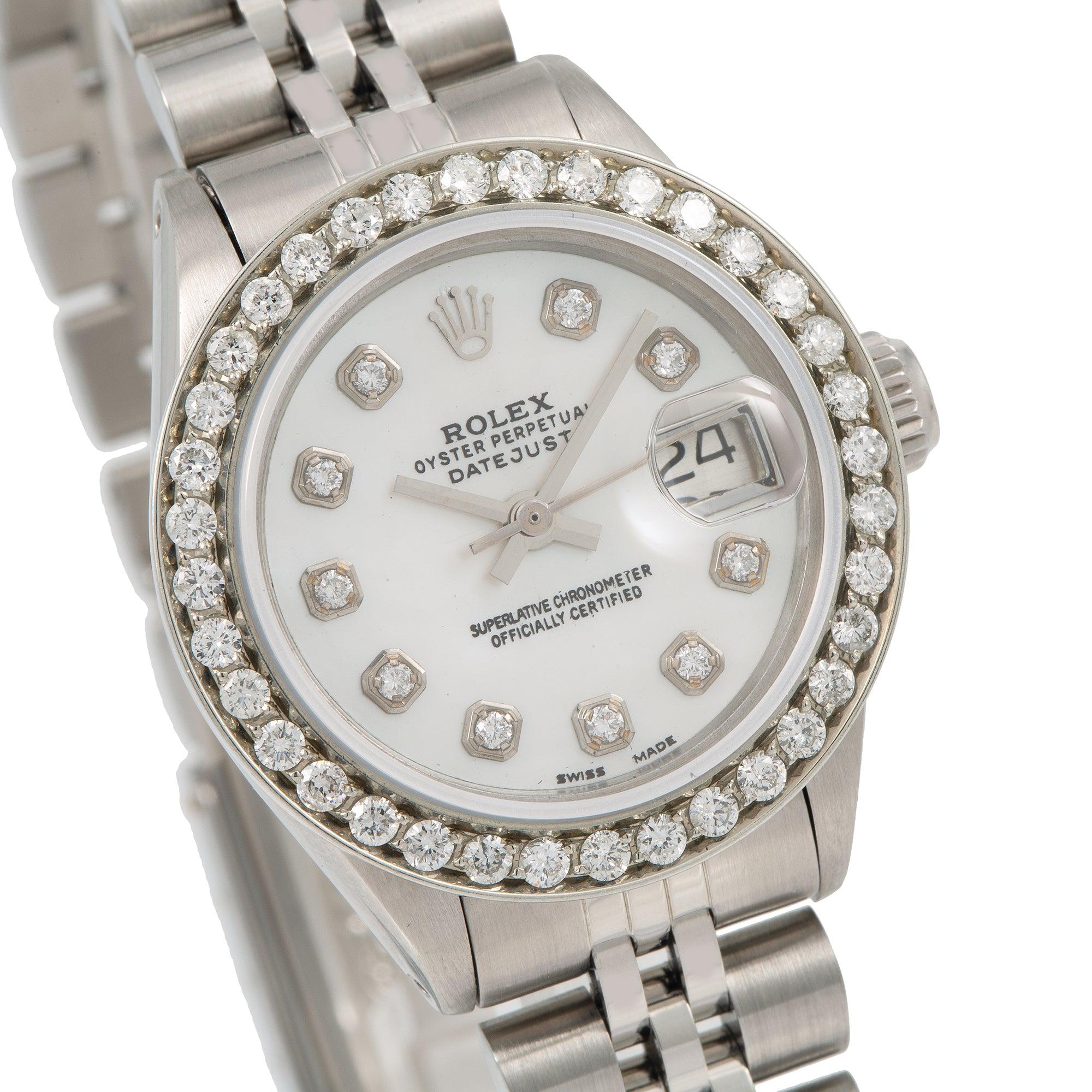 Rolex Datejust 26MM 6924 Silver Diamond Dial Diamond Bezel Stainless Steel Jubilee Bracelet 0.9ct