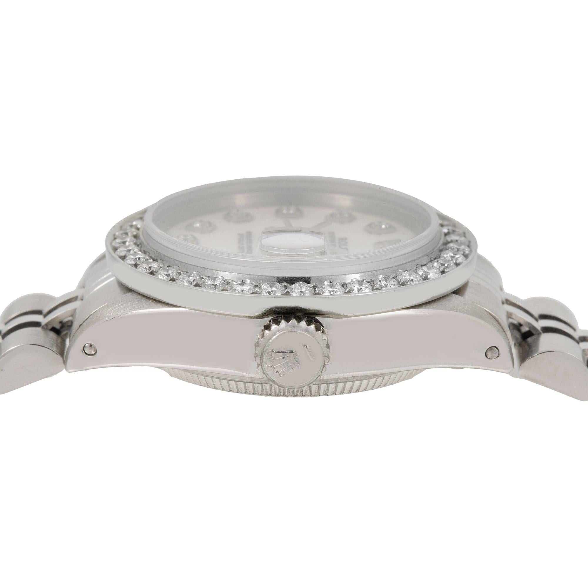 Rolex Datejust 26MM 6924 Silver Diamond Dial Diamond Bezel Stainless Steel Jubilee Bracelet 0.9ct