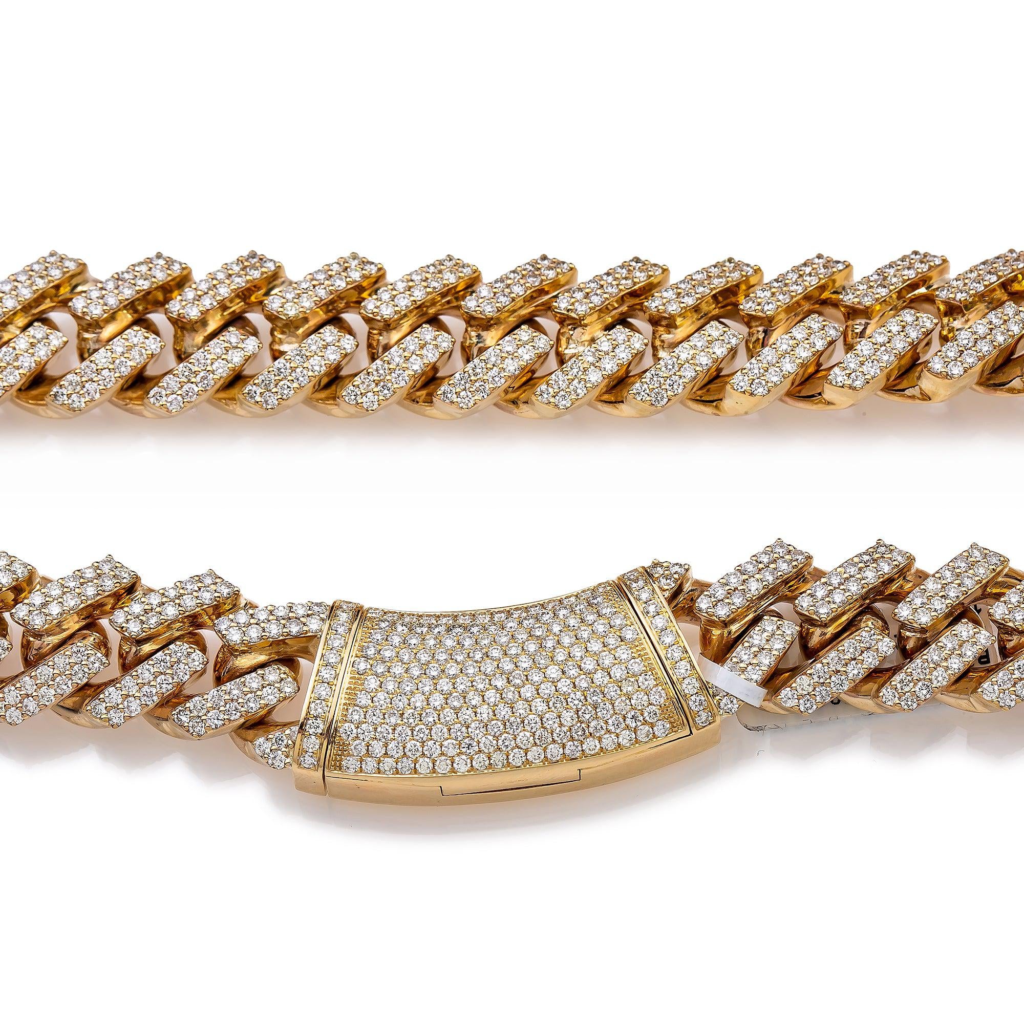 14K YELLOW GOLD 22" | 14MM CUBAN CHAIN WITH 26.67 CT DIAMONDS