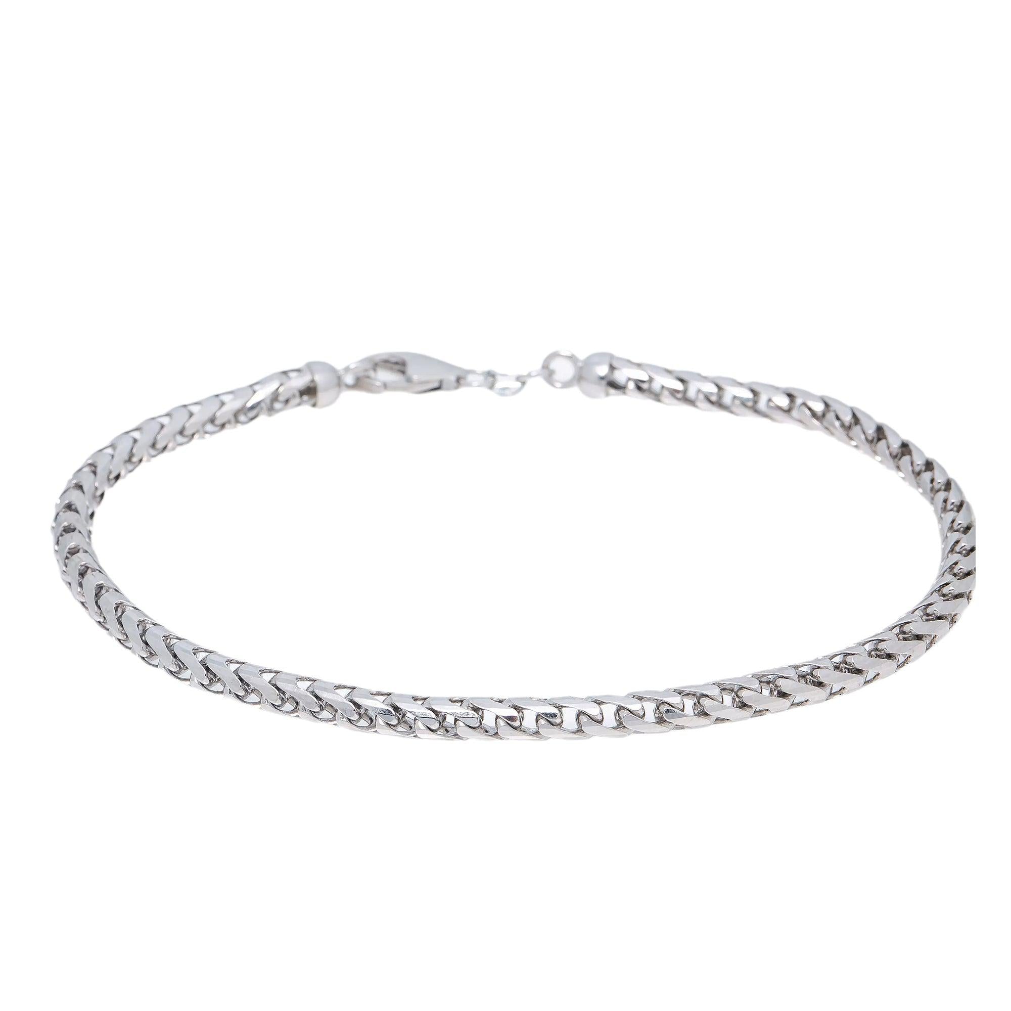 HOLLOW 10K WHITE GOLD FRANCO BRACELET