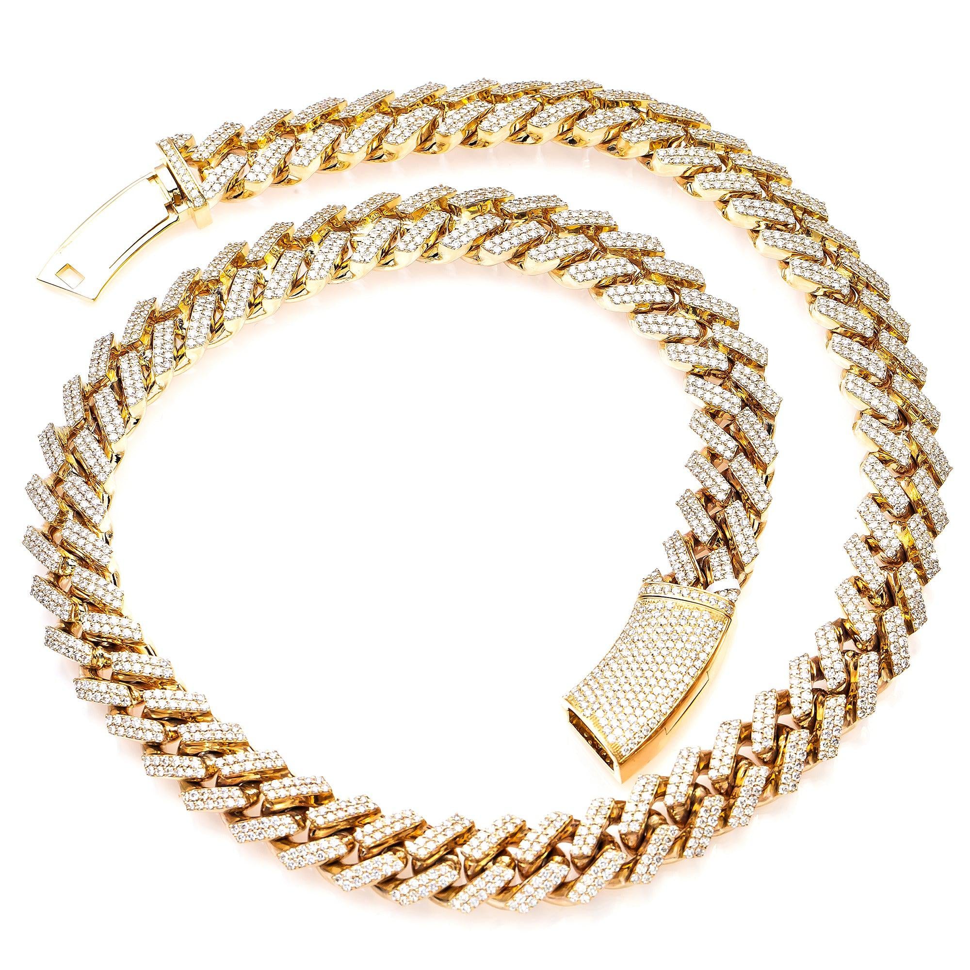14K YELLOW GOLD 22" | 14MM CUBAN CHAIN WITH 26.67 CT DIAMONDS