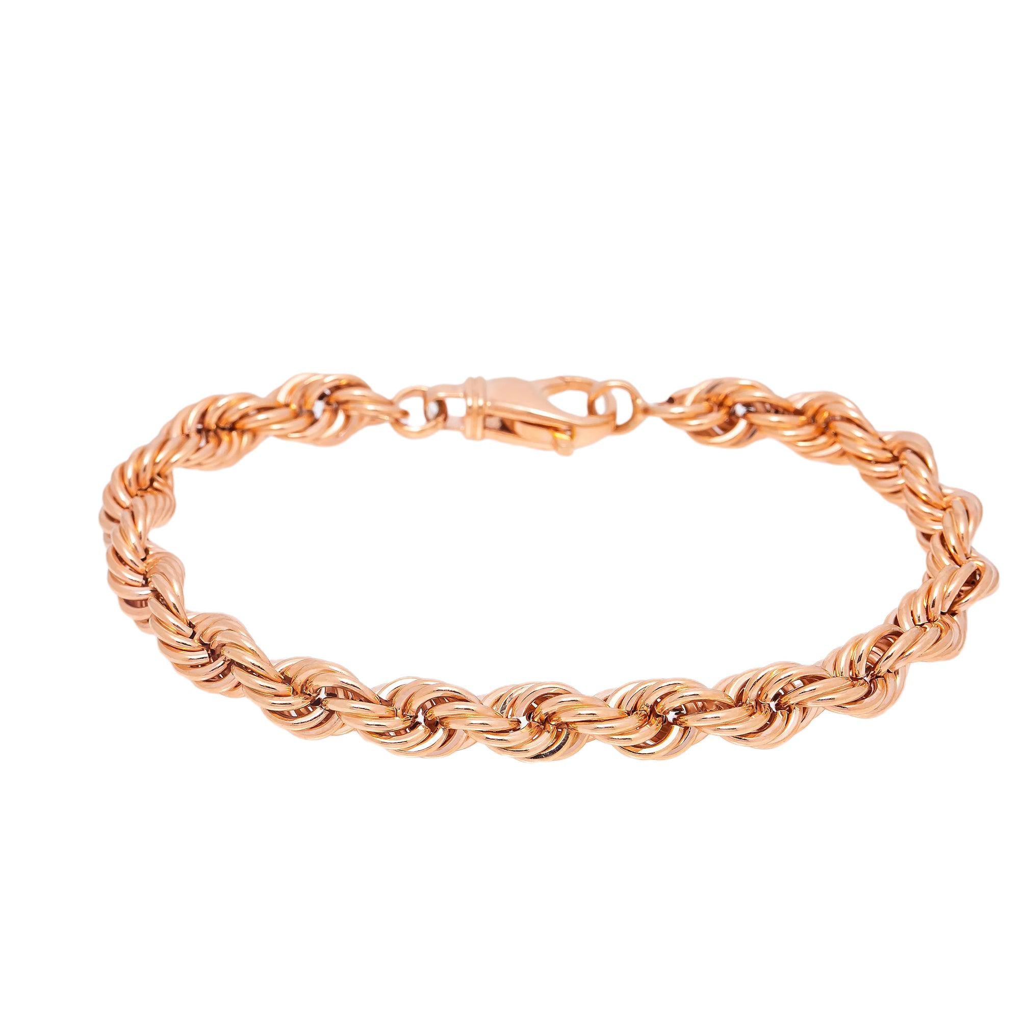 HOLLOW 10K ROSE GOLD ROPE BRACELET