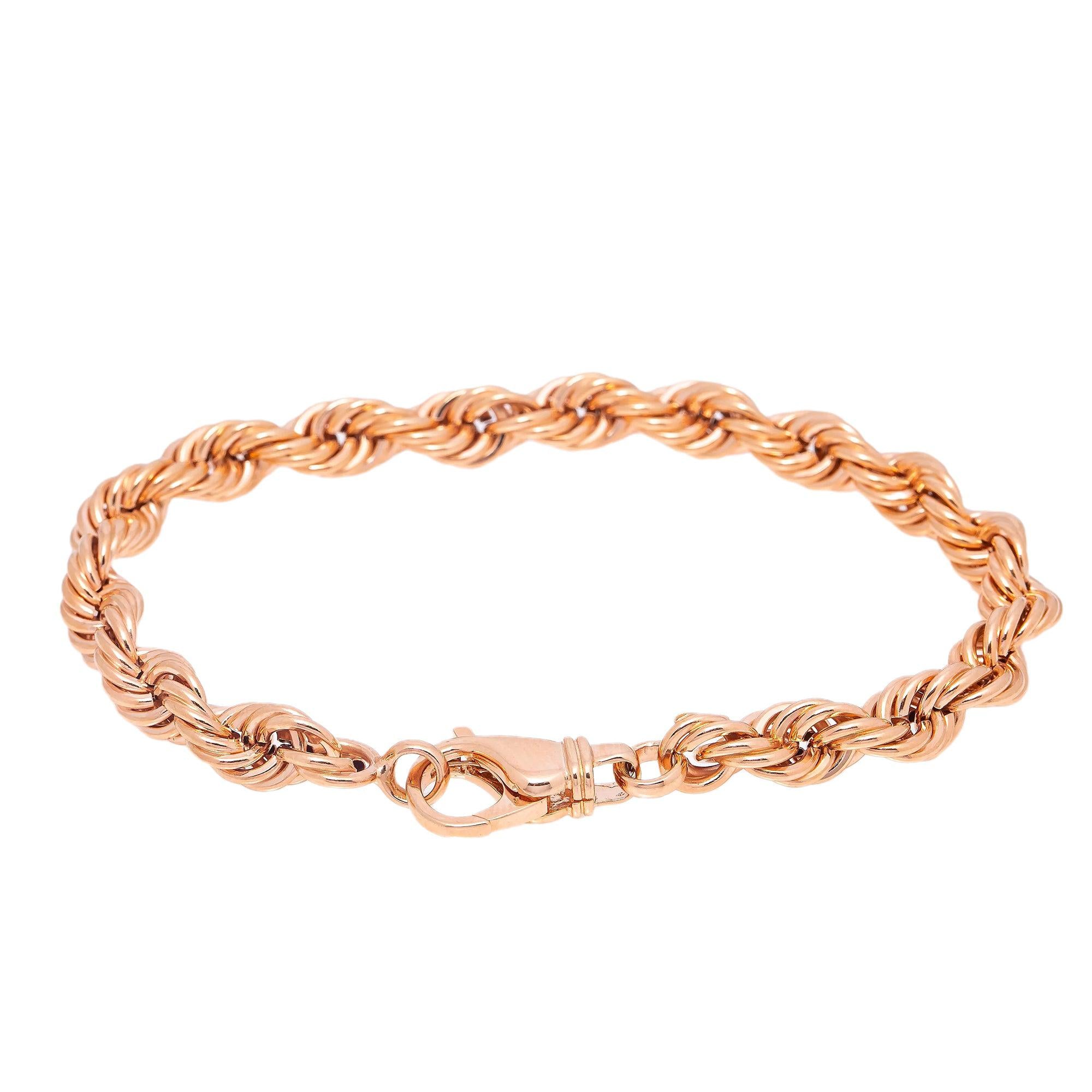 HOLLOW 10K ROSE GOLD ROPE BRACELET