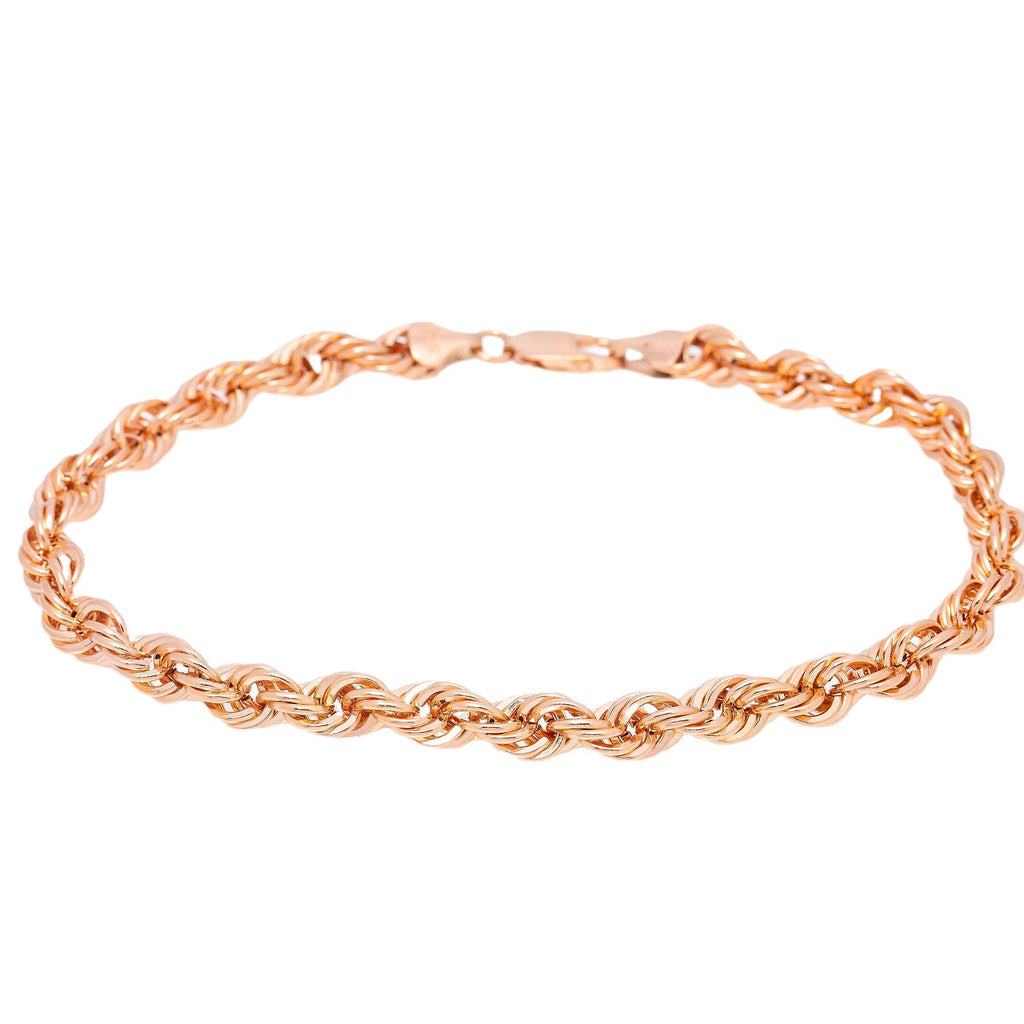 HOLLOW 10K ROSE GOLD ROPE BRACELET OMI Jewelry