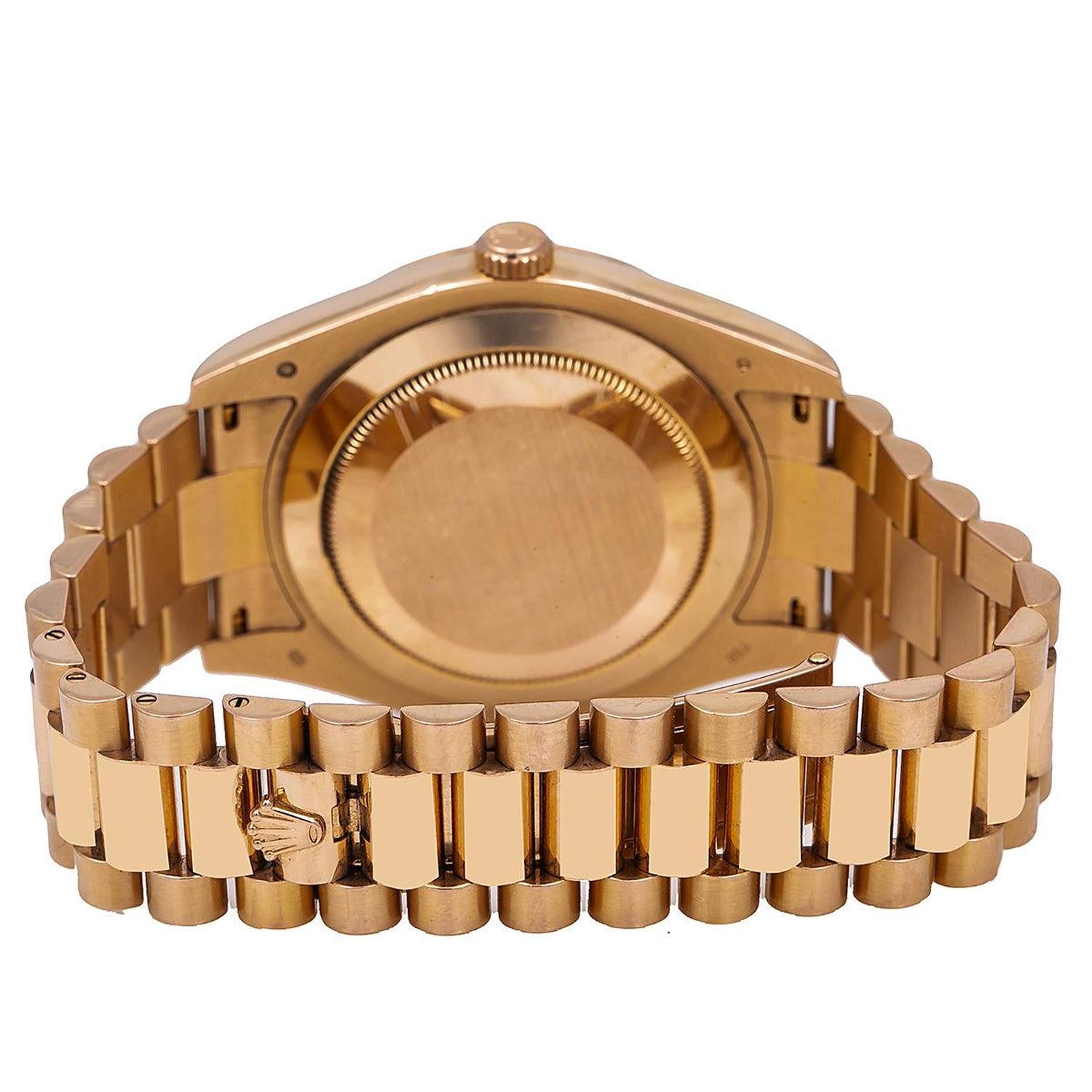 Rolex Day-Date II 41MM 218235 Black Arabic Dial Fluted Bezel 18K Rose Gold President Bracelet