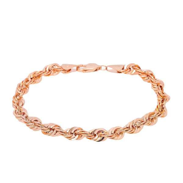 HOLLOW 10K ROSE GOLD ROPE BRACELET