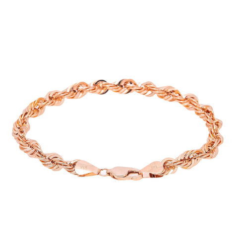 HOLLOW 10K ROSE GOLD ROPE BRACELET