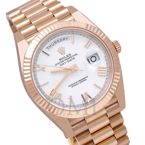 Rolex Day-Date 40 228235 40MM White Dial With Rose Gold President Bracelet