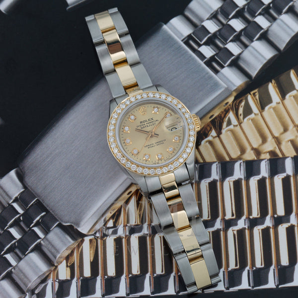 Rolex Lady-Datejust 6917 26MM Champagne Diamond Dial With Yellow
