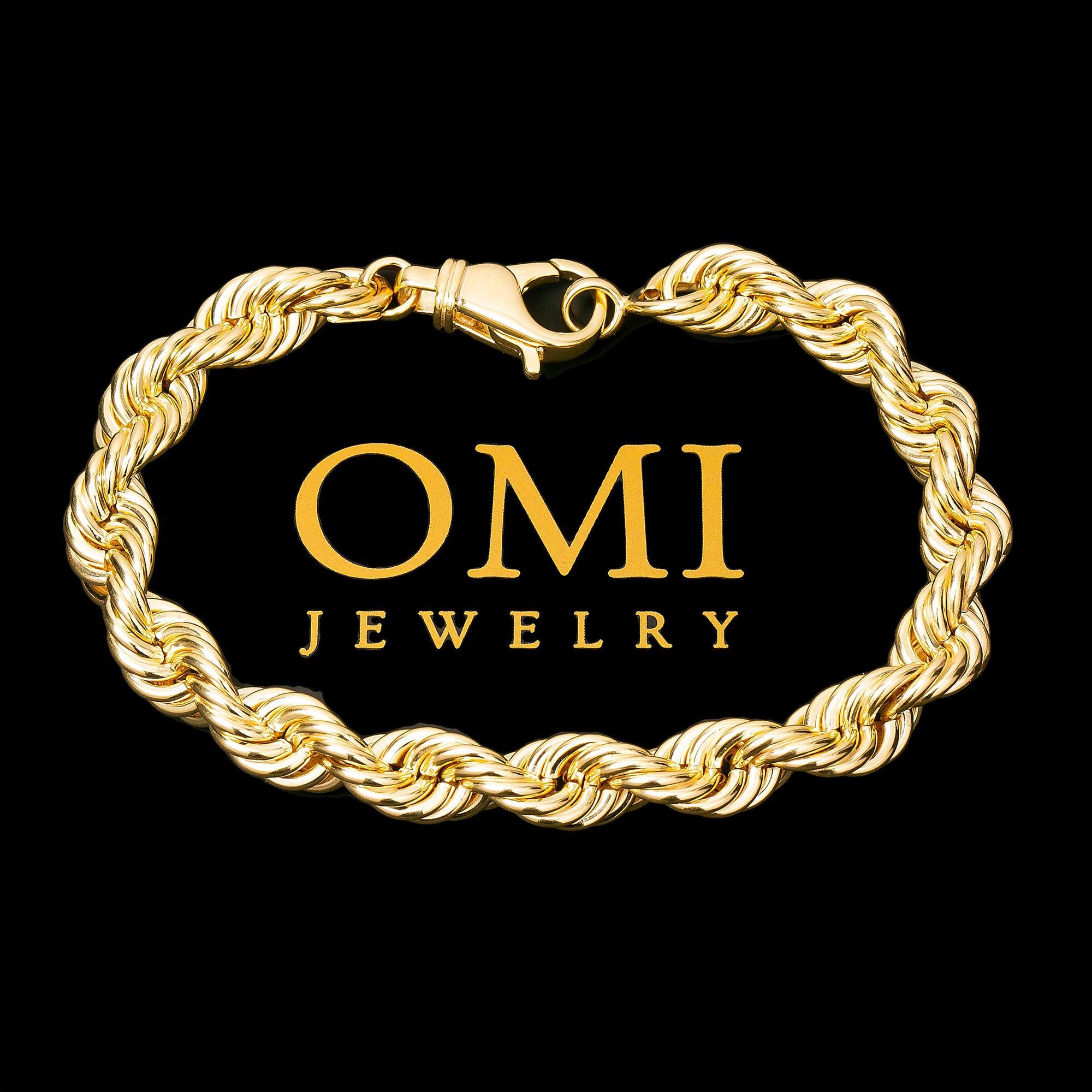 HOLLOW 10K YELLOW GOLD ROPE CUBAN BRACELET